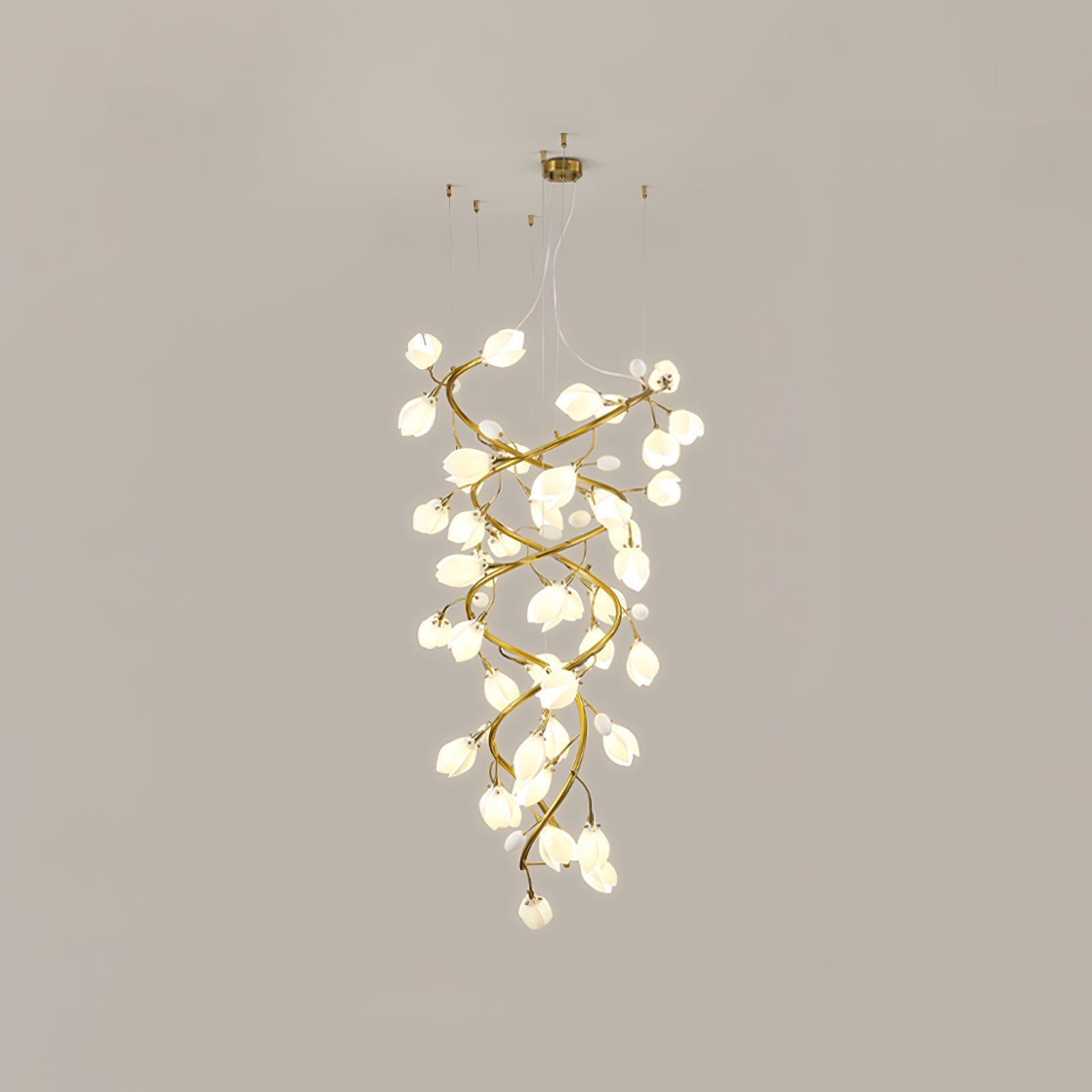 Evene Spiral Ceramic Brass Chandelier-Neutral Decor