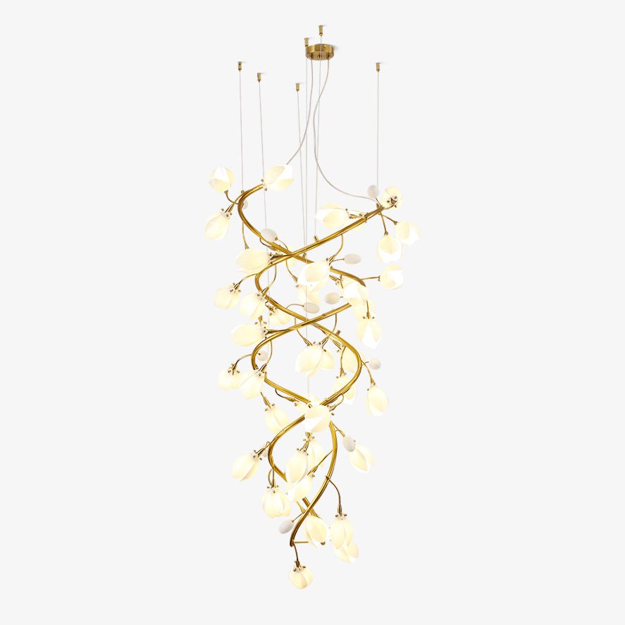 Evene Spiral Ceramic Brass Chandelier-Neutral Decor