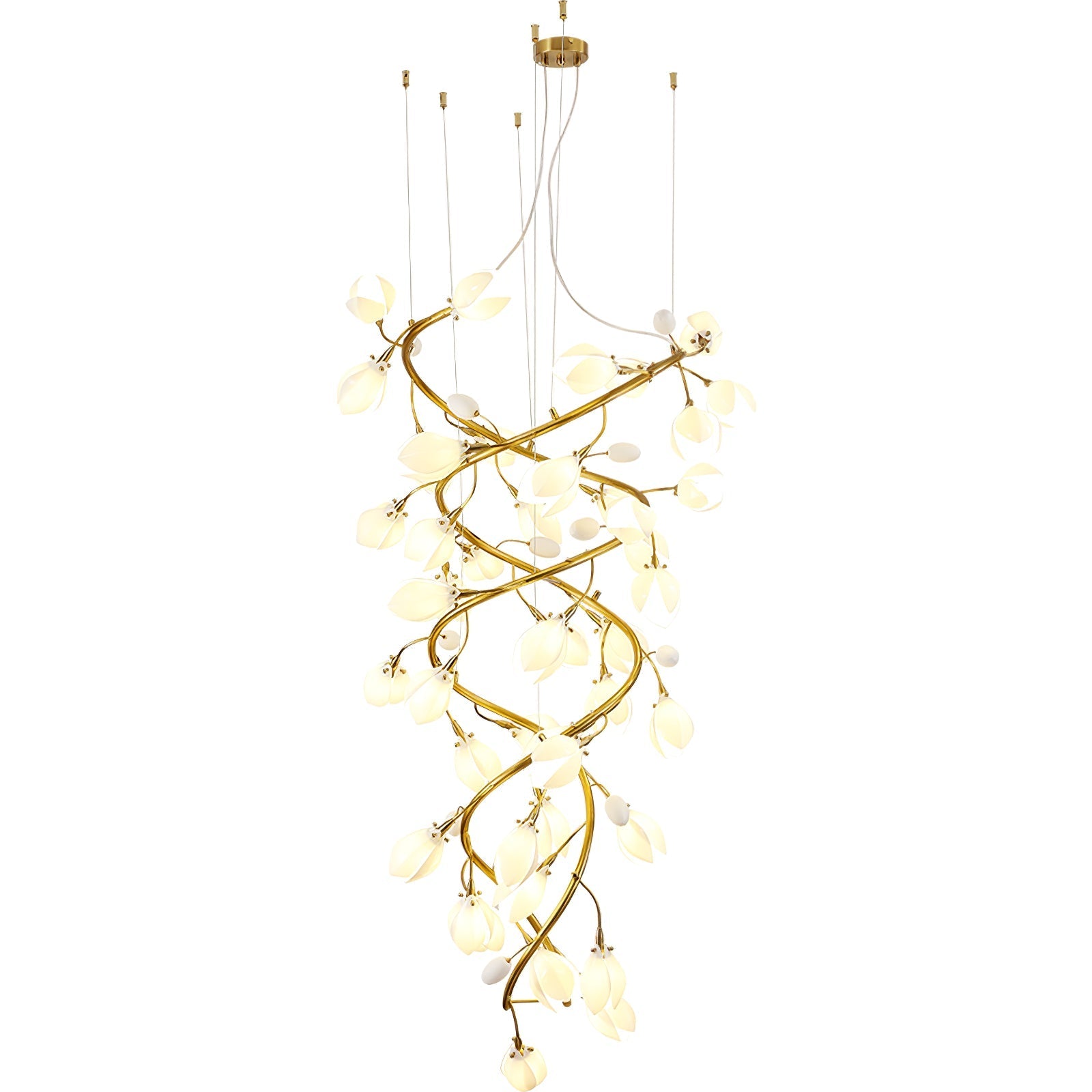 Evene Spiral Ceramic Brass Chandelier-Neutral Decor