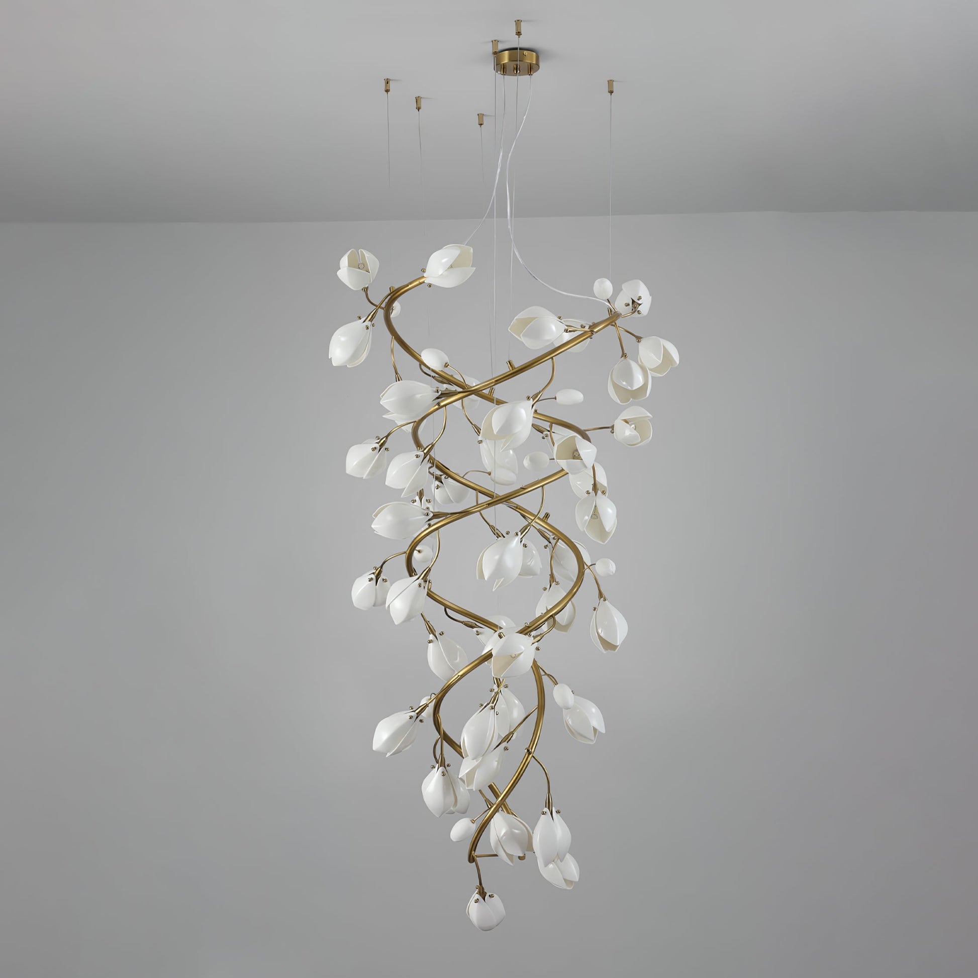 Evene Spiral Ceramic Brass Chandelier-Neutral Decor