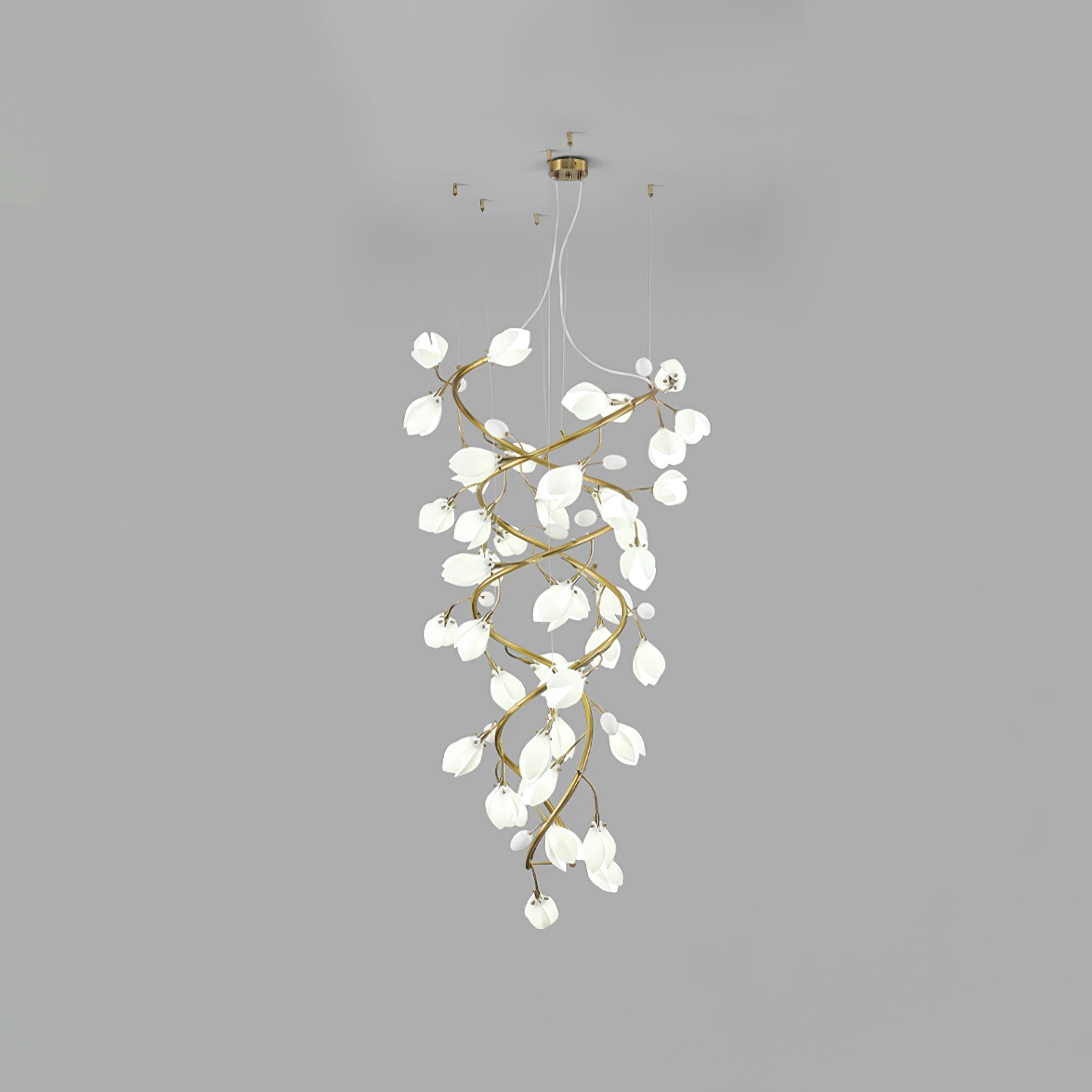 Evene Spiral Ceramic Brass Chandelier-Neutral Decor
