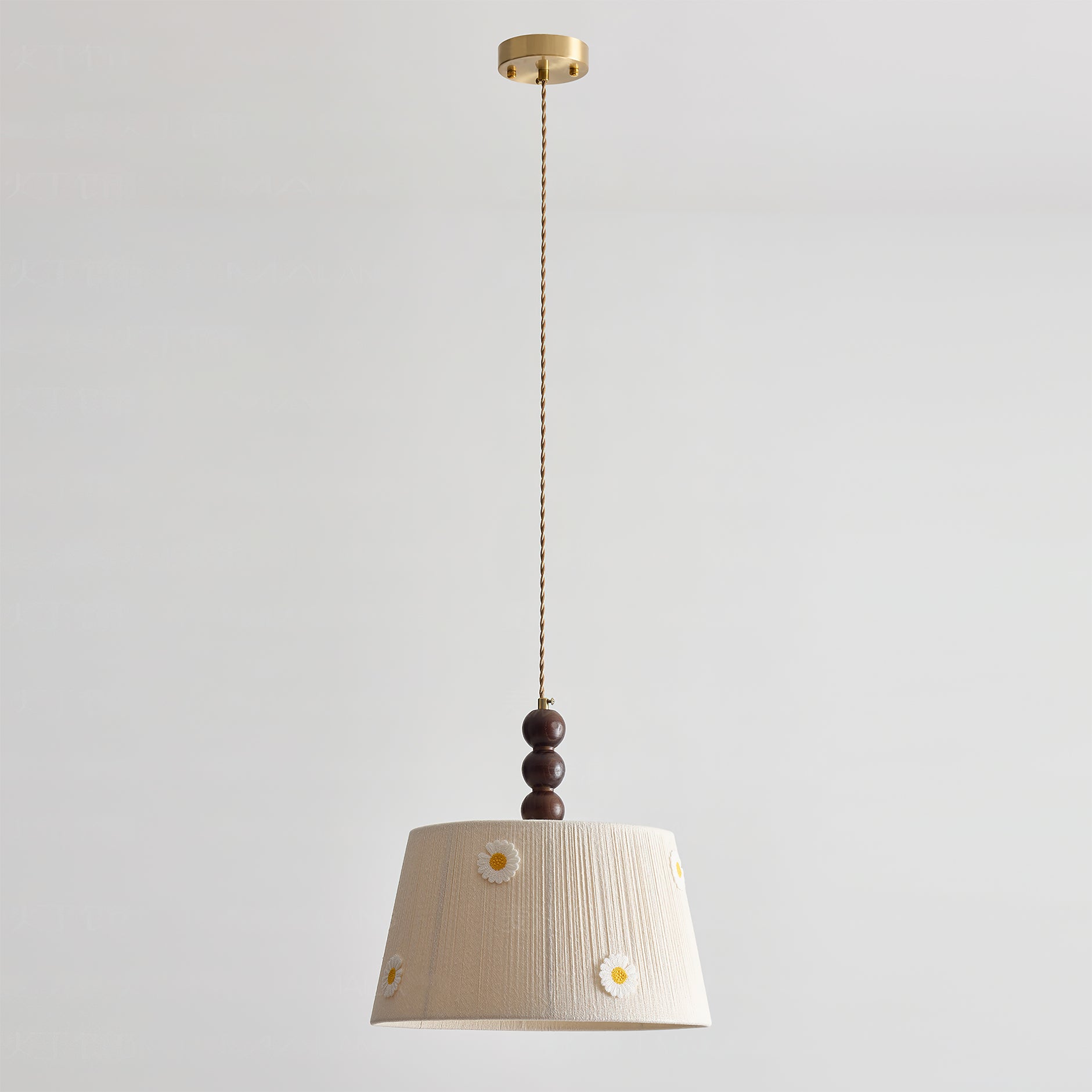 Top view of the pendant light, showing the ceiling mount and wiring.