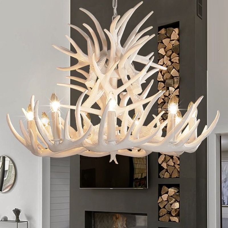Silva Rustic Antler Metal/Resin Chandelier White Dining Room - Neutral Decor