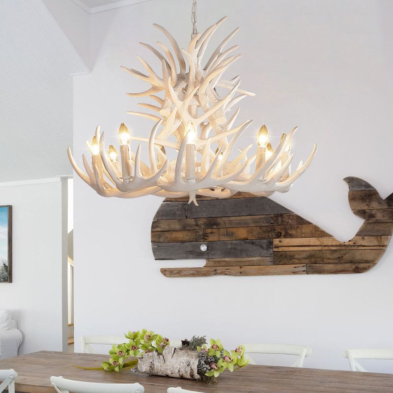 Silva Rustic Antler Metal/Resin Chandelier White Dining Room - Neutral Decor