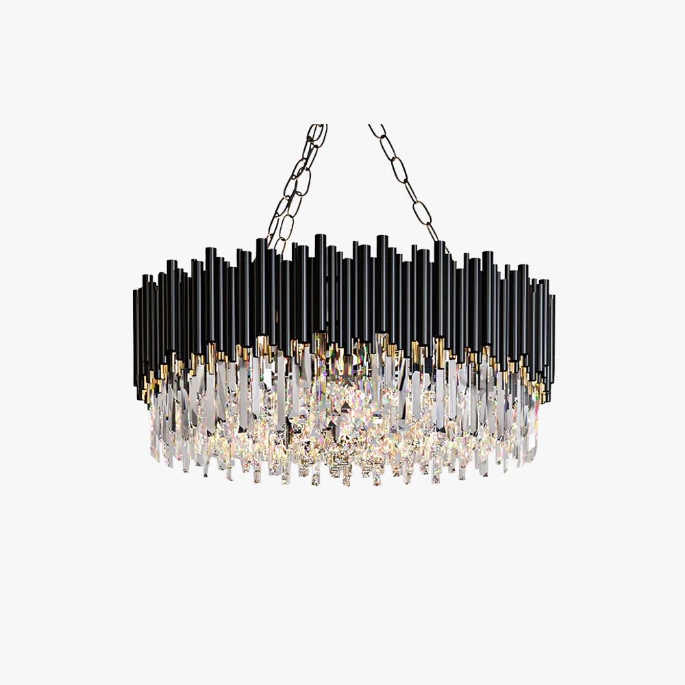 Kristy Industrial Cylindrical Crystal/Metal Chandeliers Black Living Room - Neutral Decor