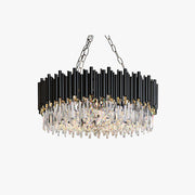 Kristy Industrial Cylindrical Crystal/Metal Chandeliers Black Living Room - Neutral Decor