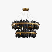 Kristy Industrial Chandelier Cylindrical Metal Black Gold Living Room - Neutral Decor