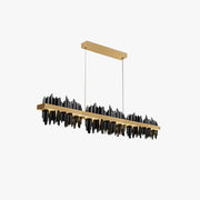 Kristy Industrial Chandelier Rectangle Metal Gold Black Living Room - Neutral Decor