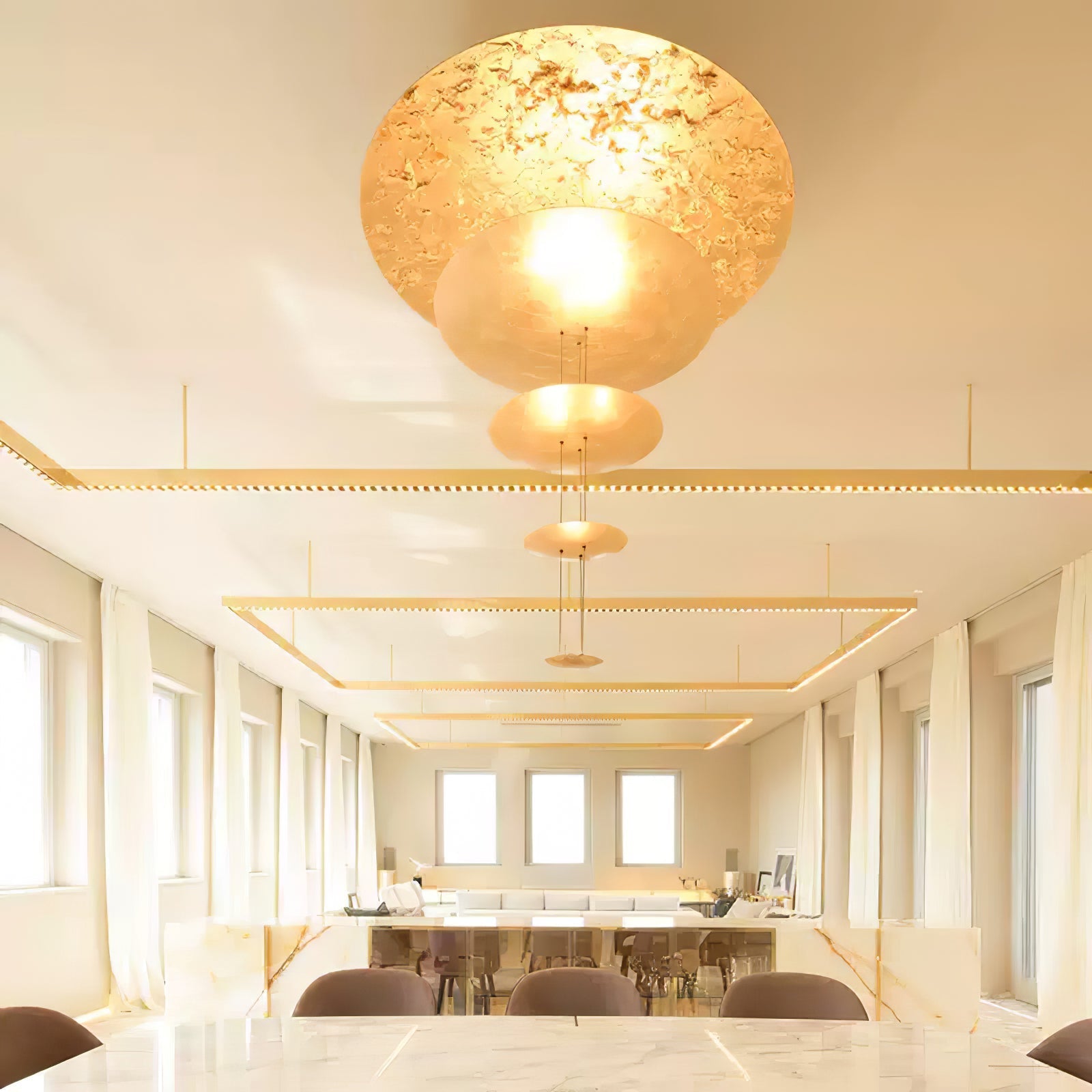 Phelion Layered Gold Foil Pendant Light-Neutral Decor