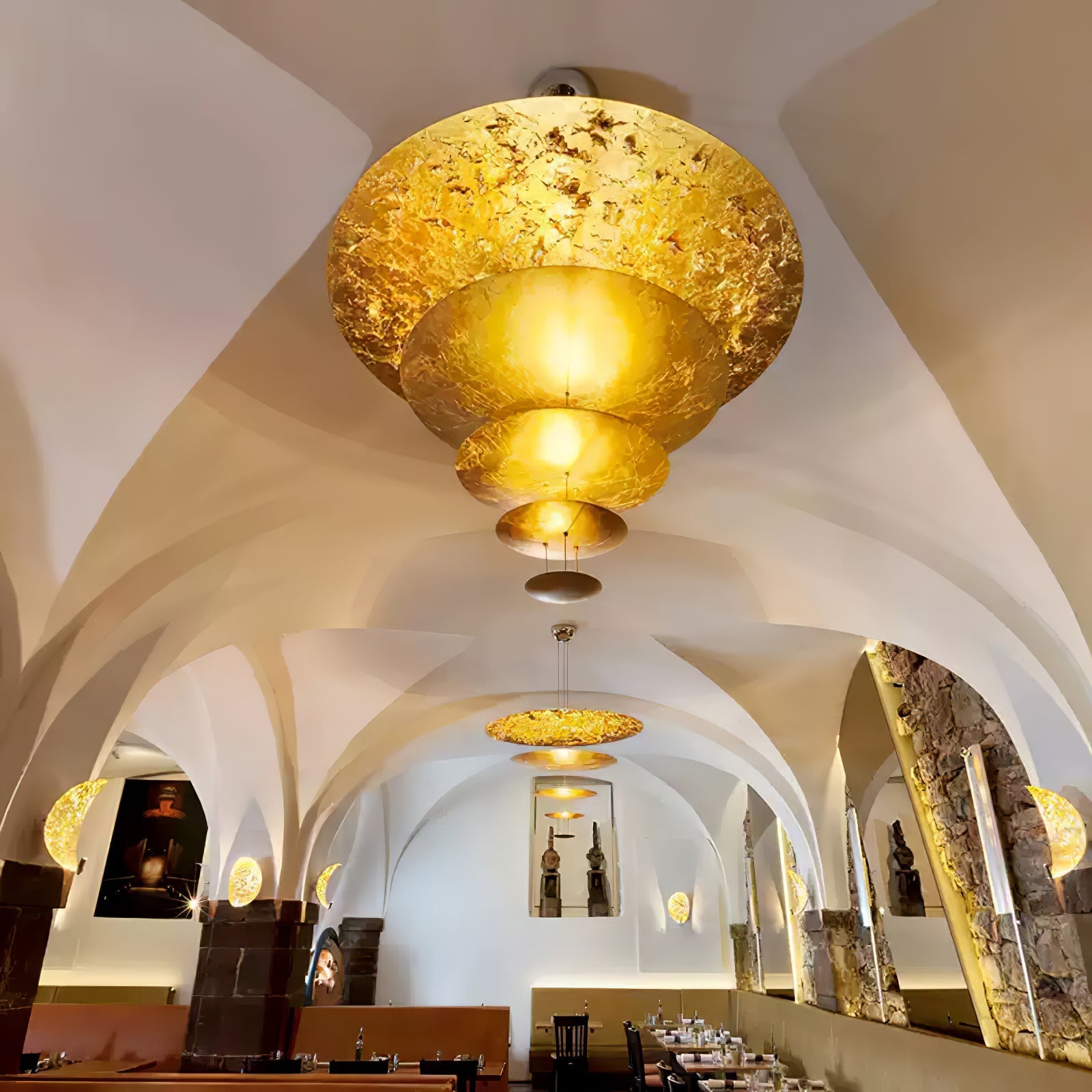 Phelion Layered Gold Foil Pendant Light-Neutral Decor