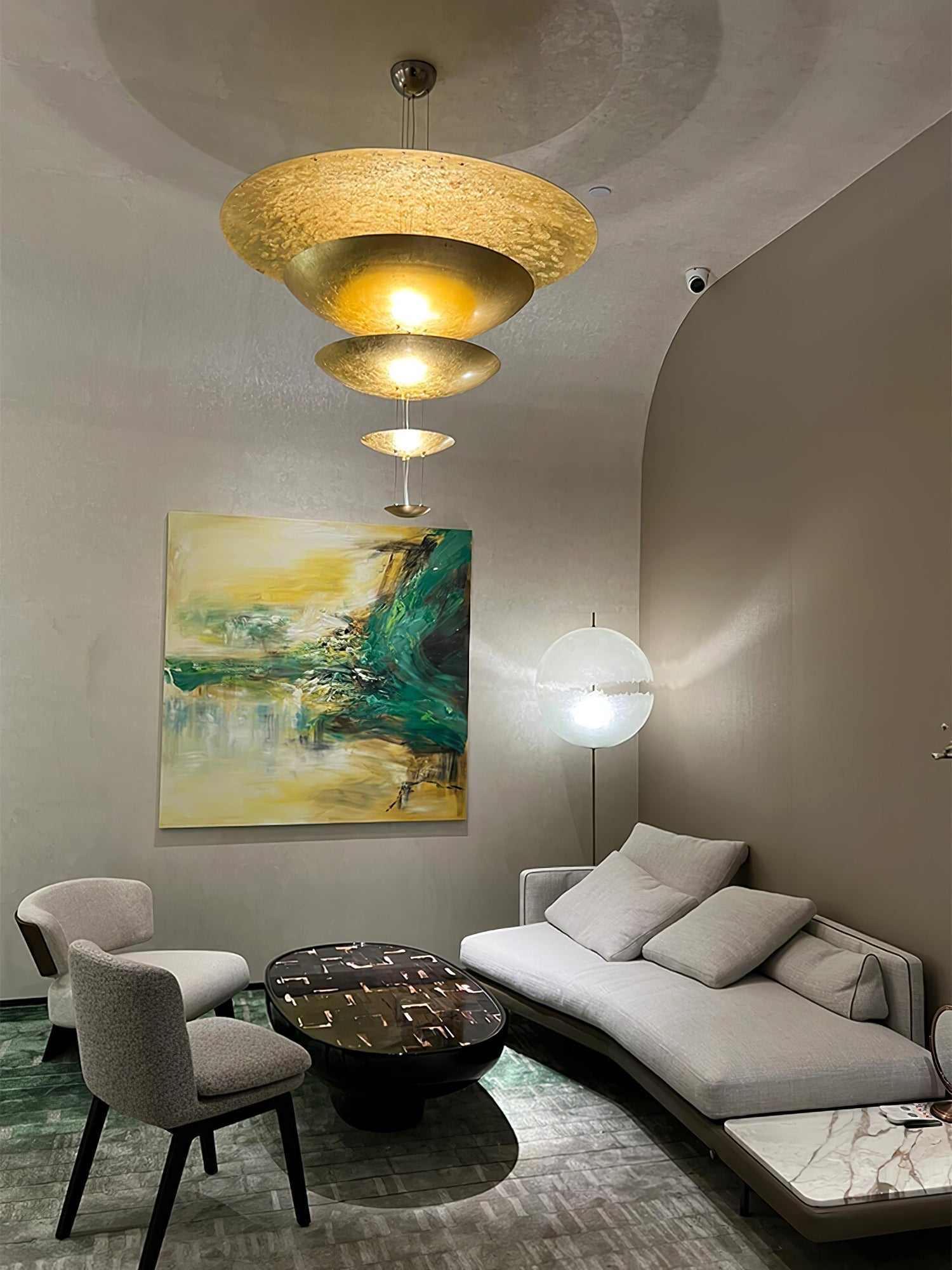 Phelion Layered Gold Foil Pendant Light-Neutral Decor