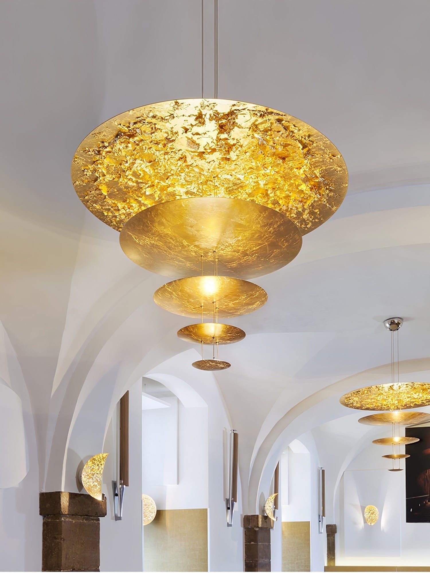 Phelion Layered Gold Foil Pendant Light-Neutral Decor
