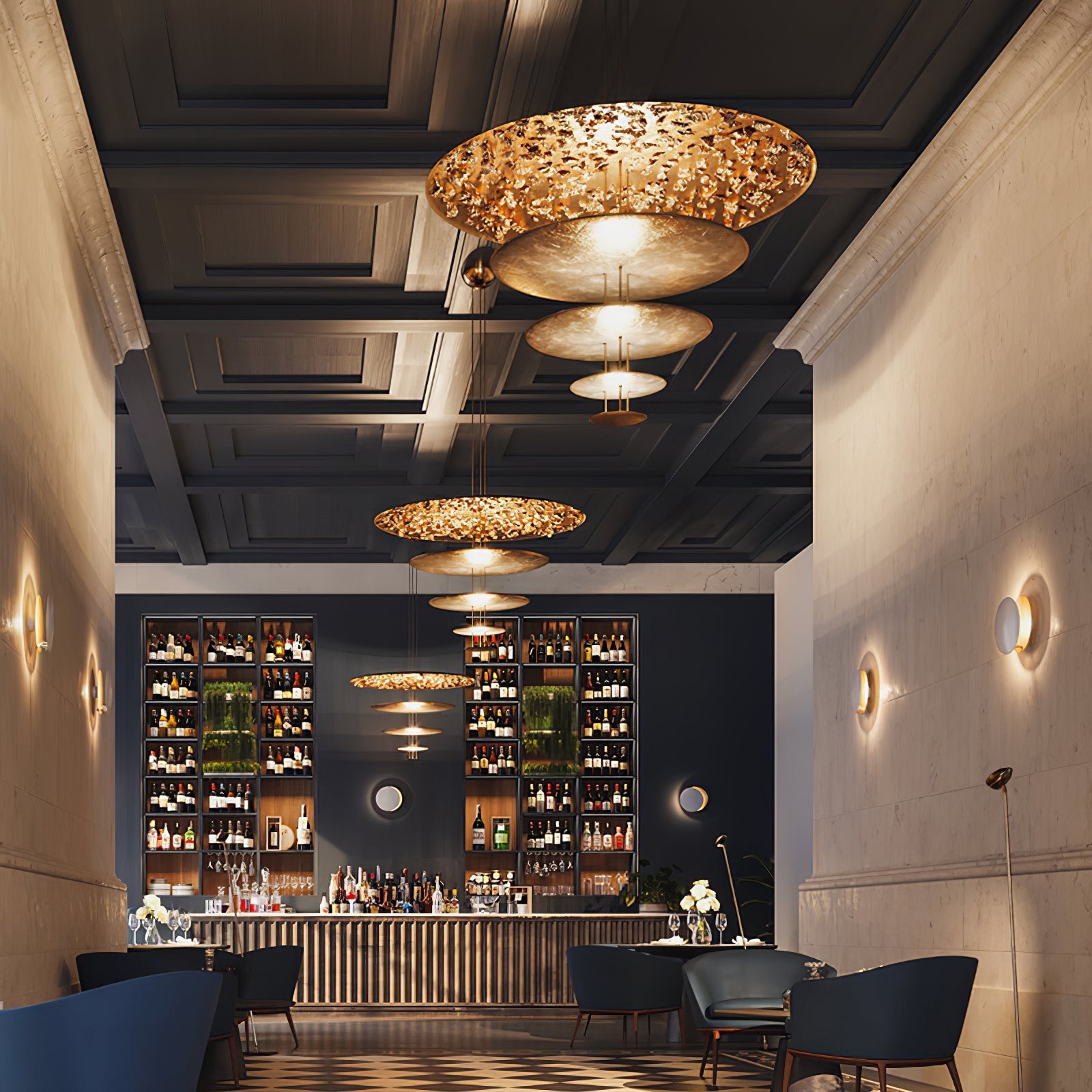 Phelion Layered Gold Foil Pendant Light-Neutral Decor