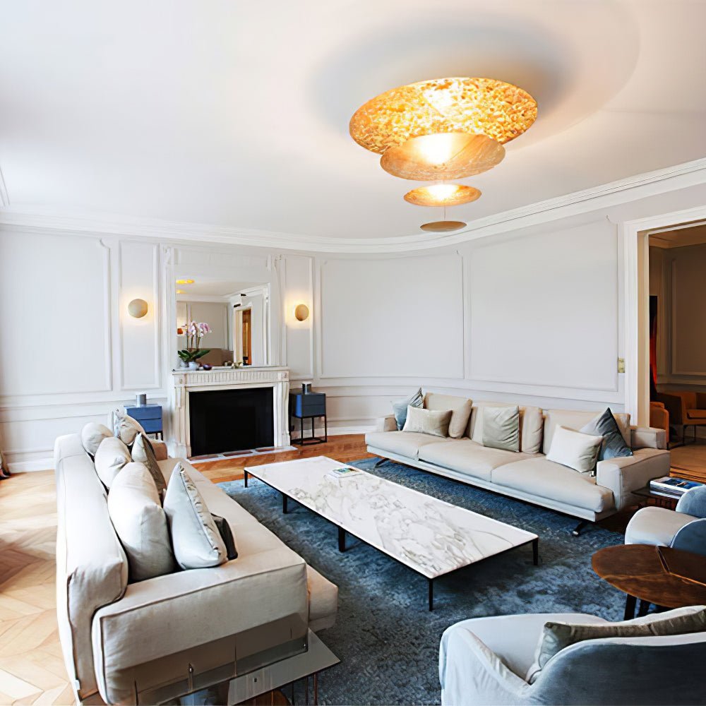 Phelion Layered Gold Foil Pendant Light-Neutral Decor
