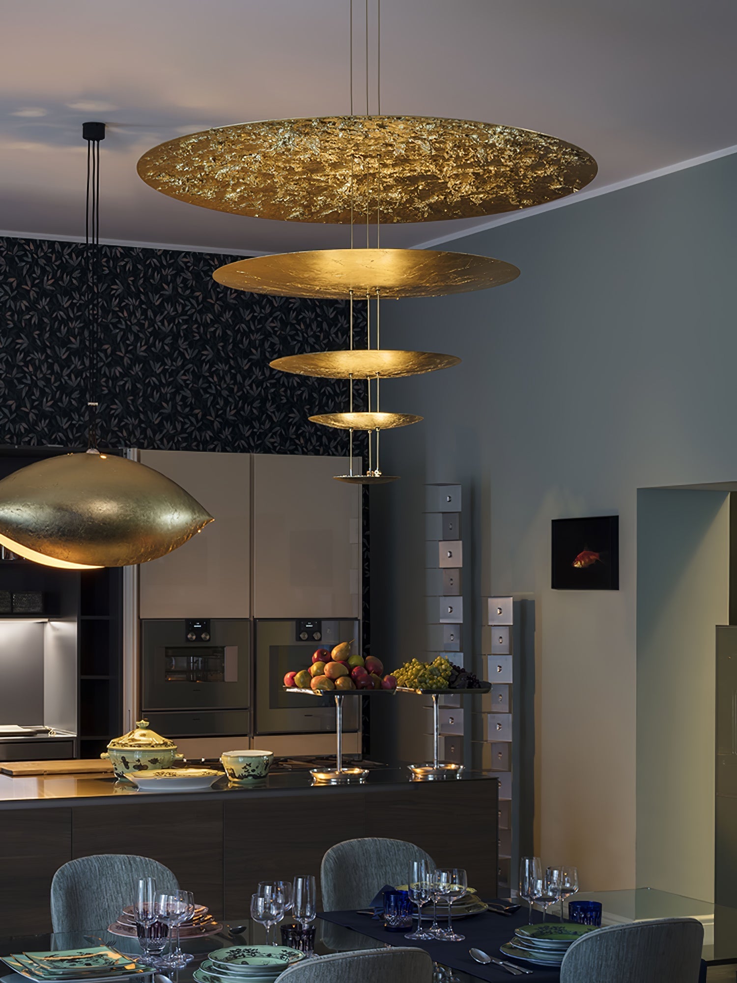 Phelion Layered Gold Foil Pendant Light-Neutral Decor