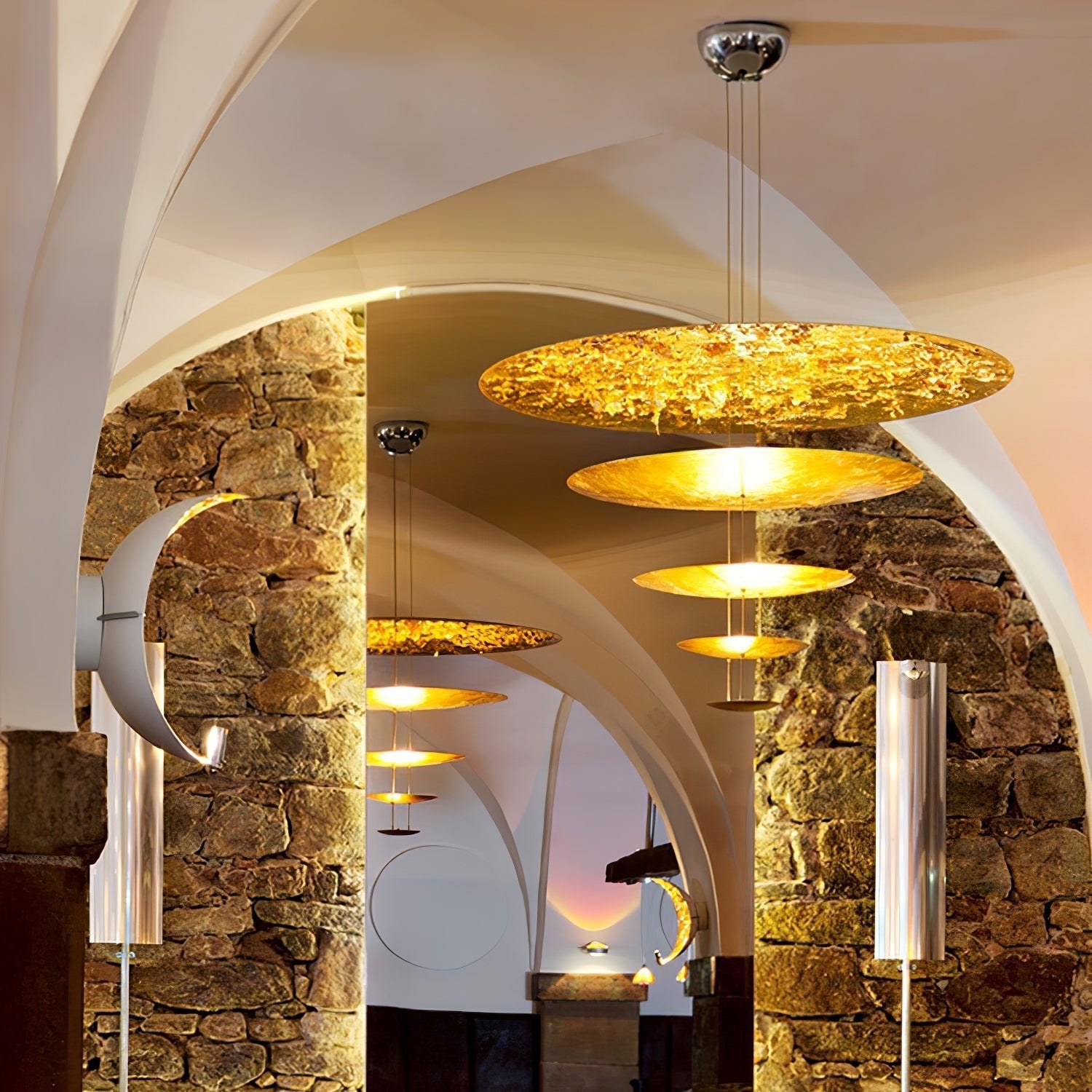 Phelion Layered Gold Foil Pendant Light-Neutral Decor