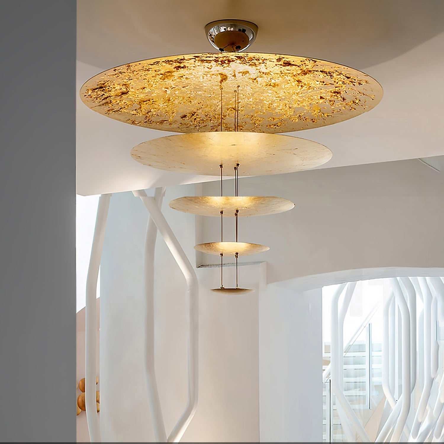 Phelion Layered Gold Foil Pendant Light-Neutral Decor