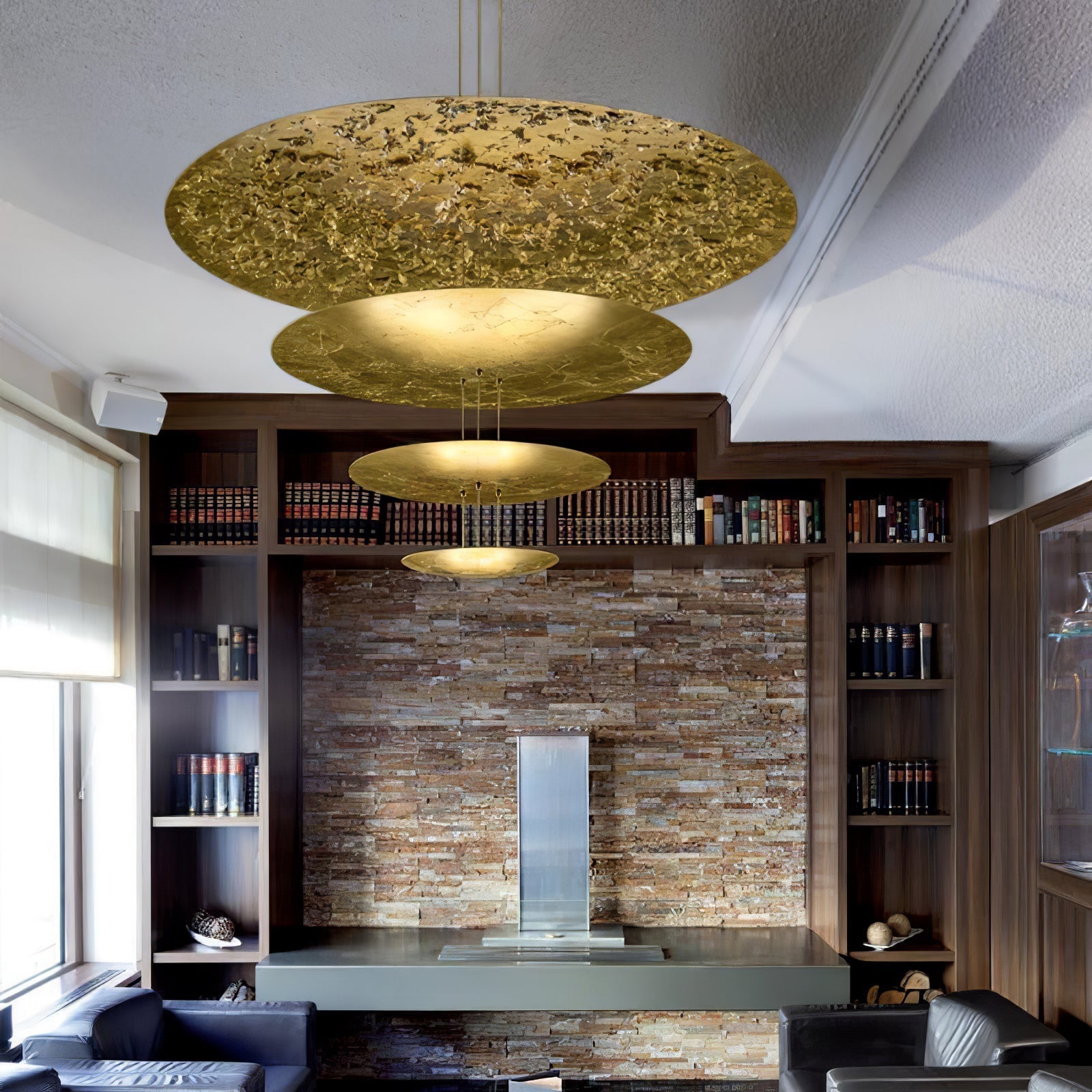 Phelion Layered Gold Foil Pendant Light-Neutral Decor