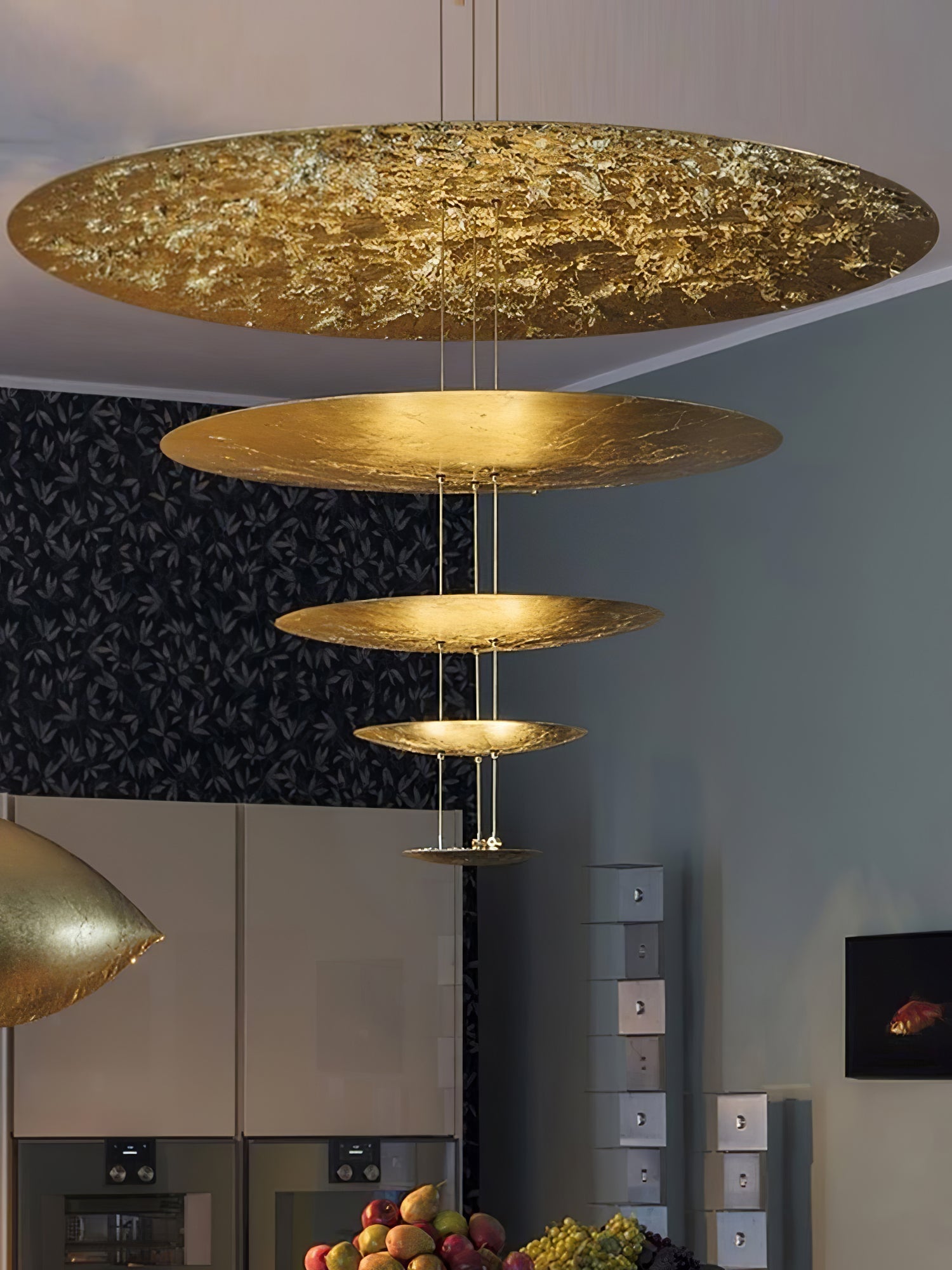 Phelion Layered Gold Foil Pendant Light-Neutral Decor