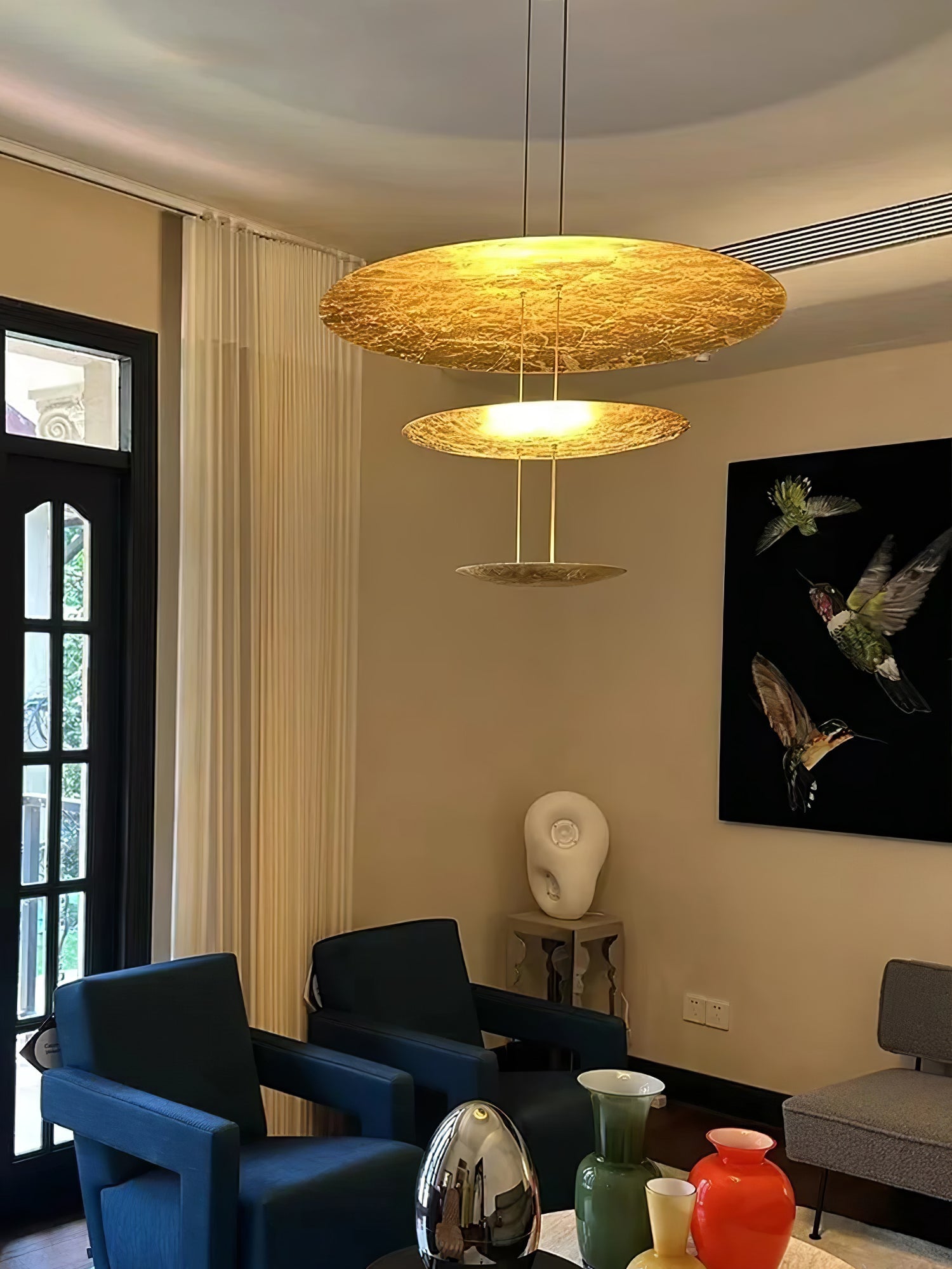 Phelion Layered Gold Foil Pendant Light-Neutral Decor