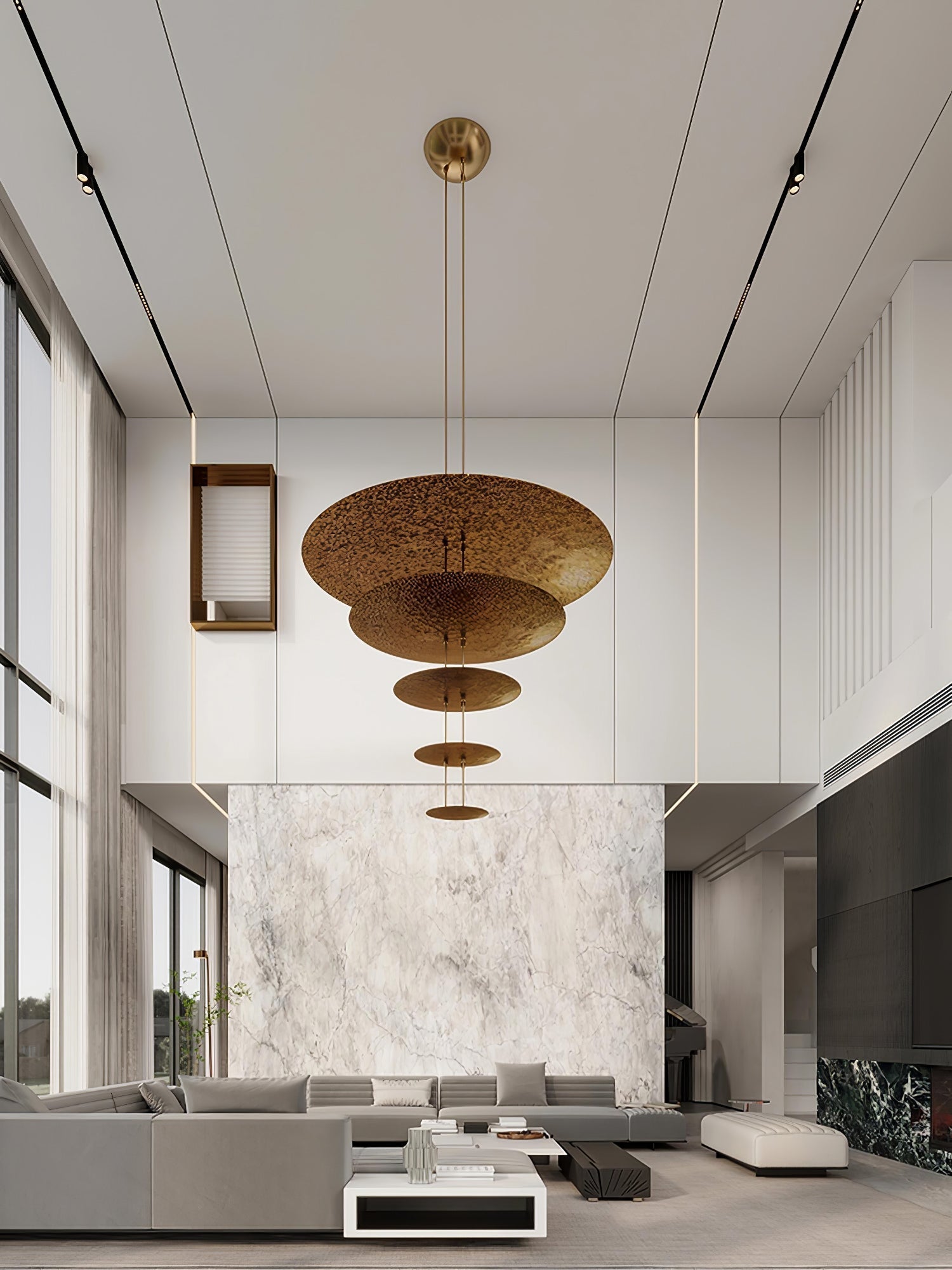 Phelion Layered Gold Foil Pendant Light-Neutral Decor