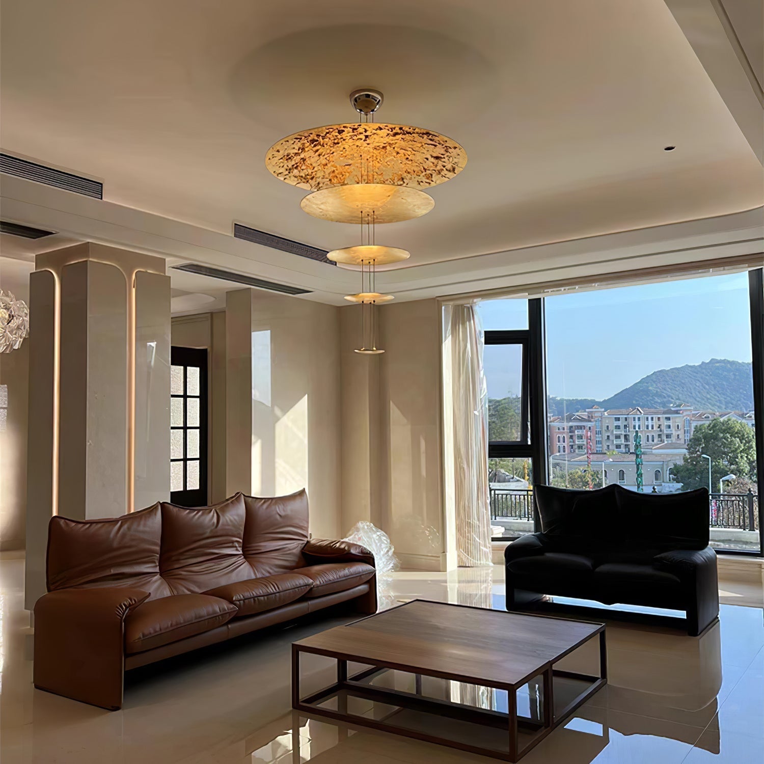 Phelion Layered Gold Foil Pendant Light-Neutral Decor