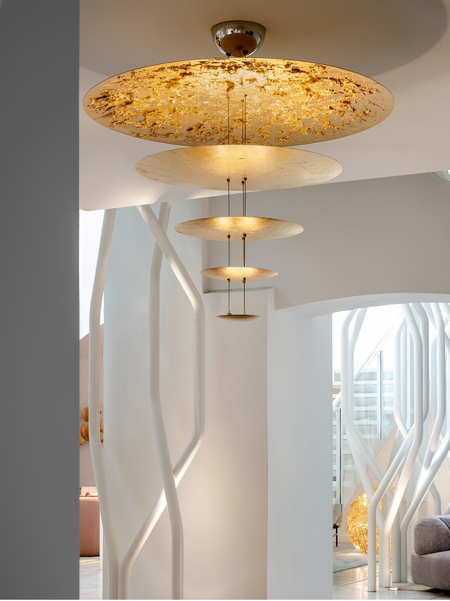 Phelion Layered Gold Foil Pendant Light-Neutral Decor