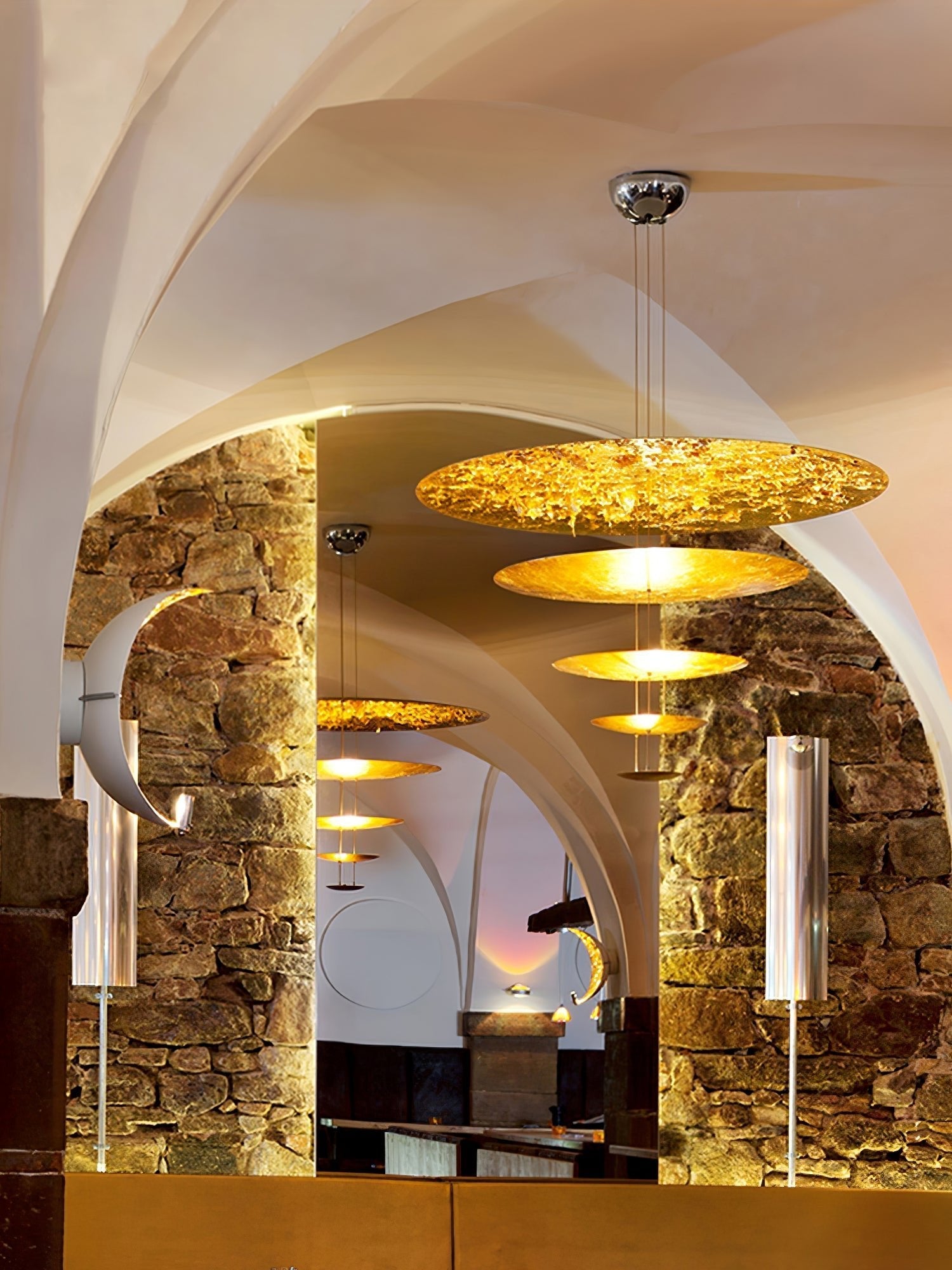 Phelion Layered Gold Foil Pendant Light-Neutral Decor