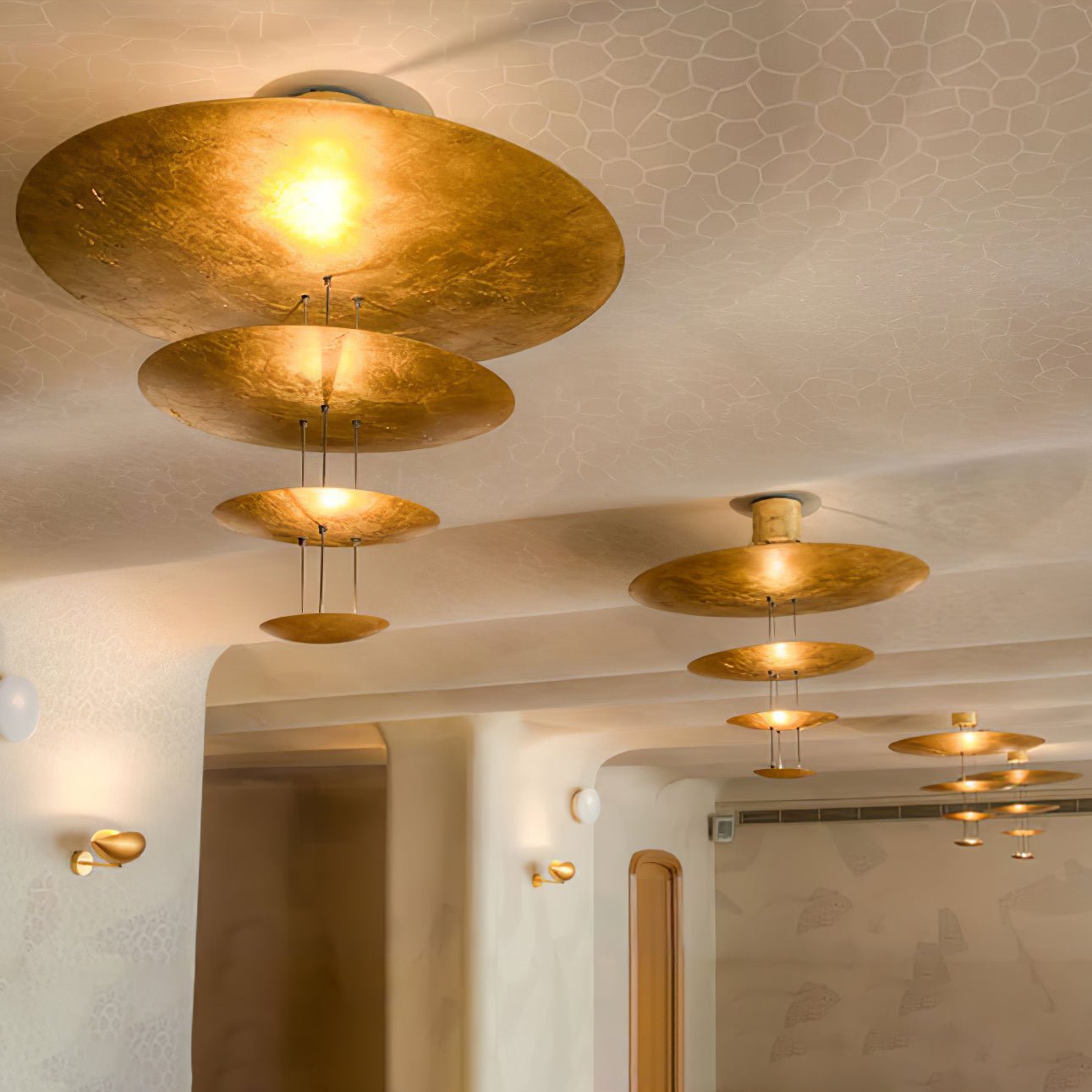 Phelion Layered Gold Foil Pendant Light-Neutral Decor