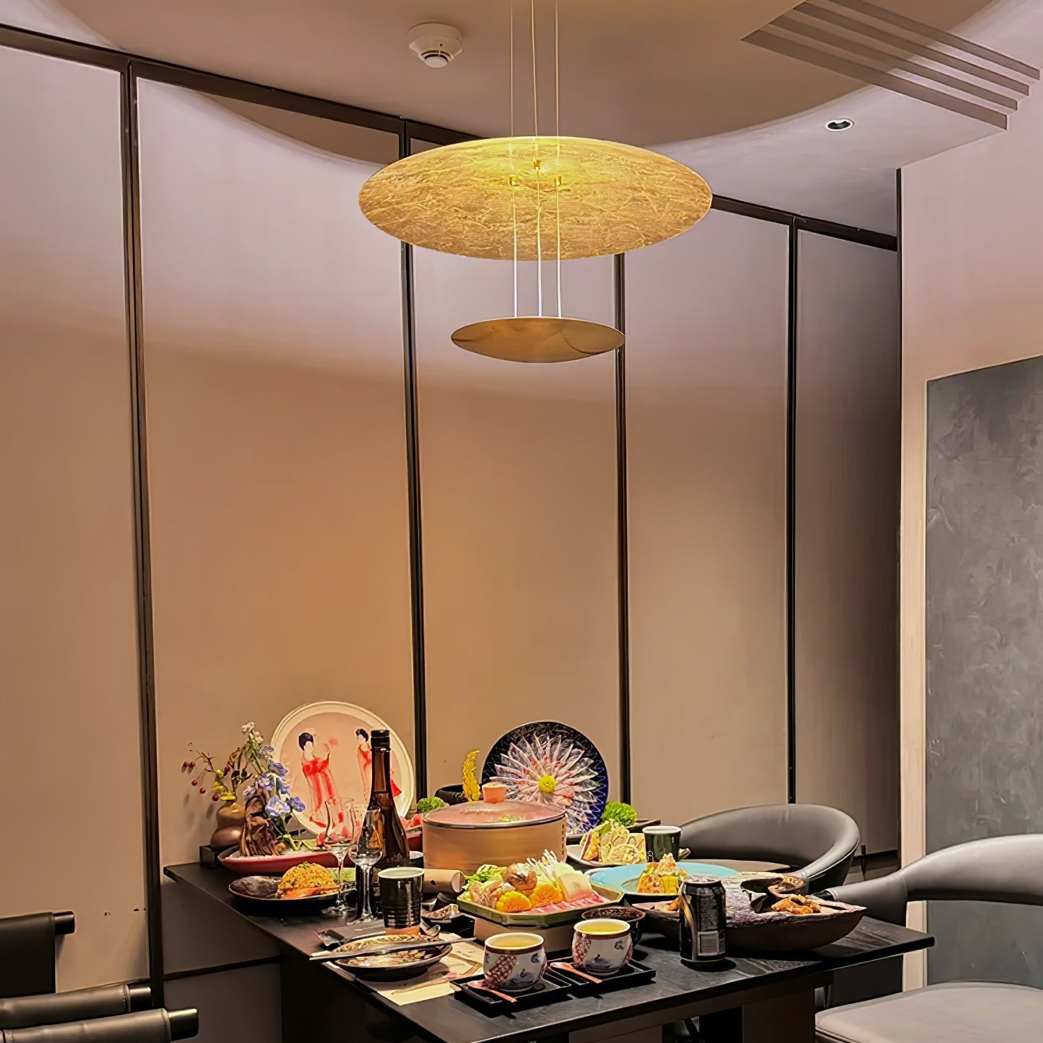 Phelion Layered Gold Foil Pendant Light-Neutral Decor