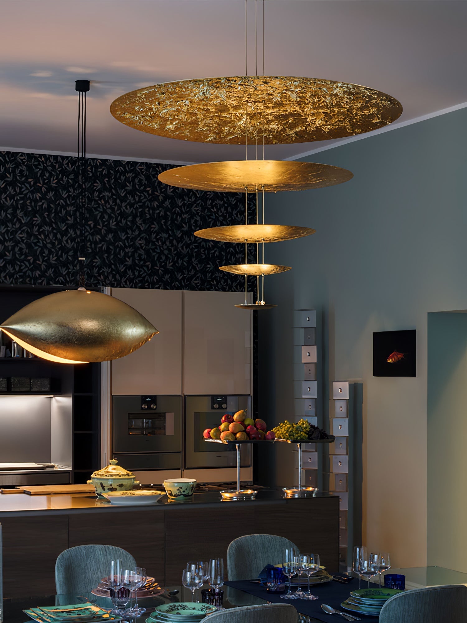 Phelion Layered Gold Foil Pendant Light-Neutral Decor