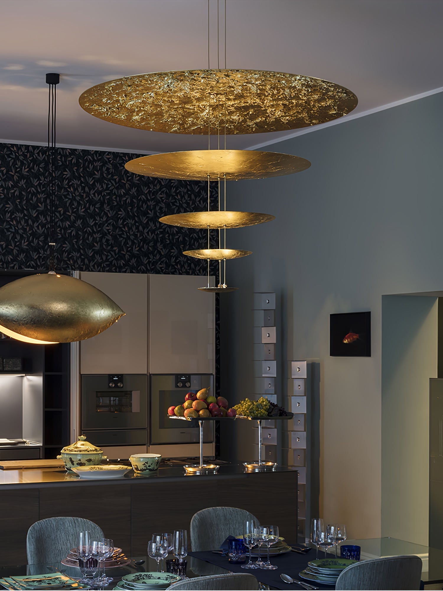 Phelion Layered Gold Foil Pendant Light-Neutral Decor