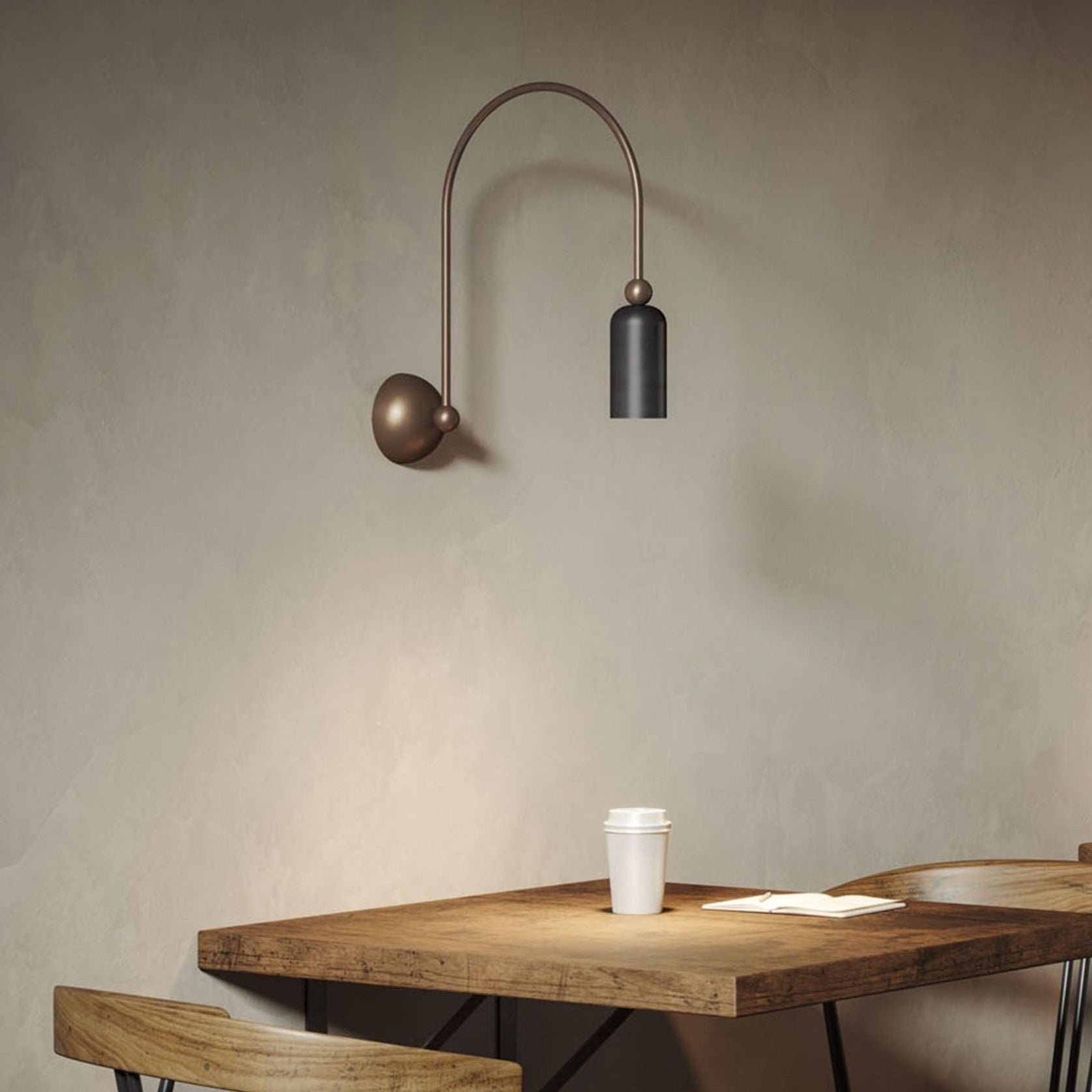 Vortigaud Curved Bronze Black Wall Light-Neutral Decor