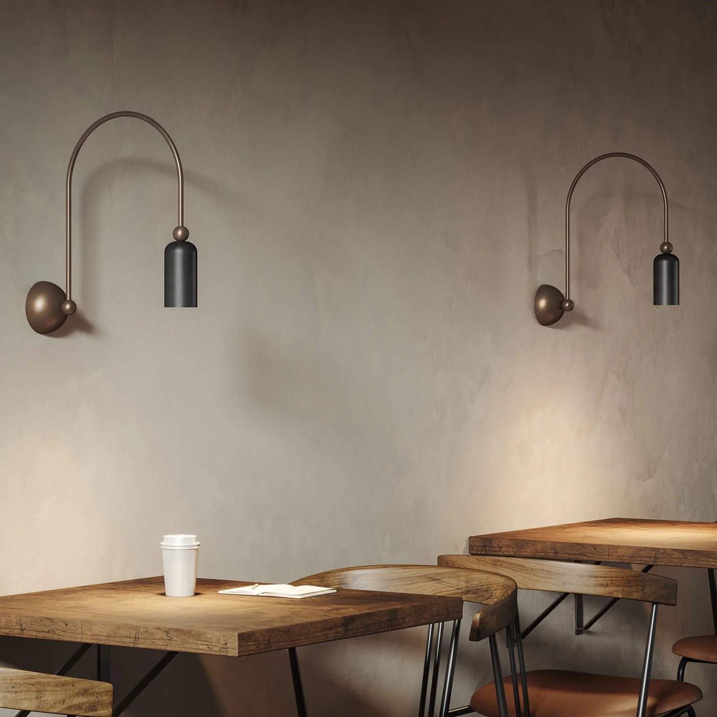 Vortigaud Curved Bronze Black Wall Light-Neutral Decor
