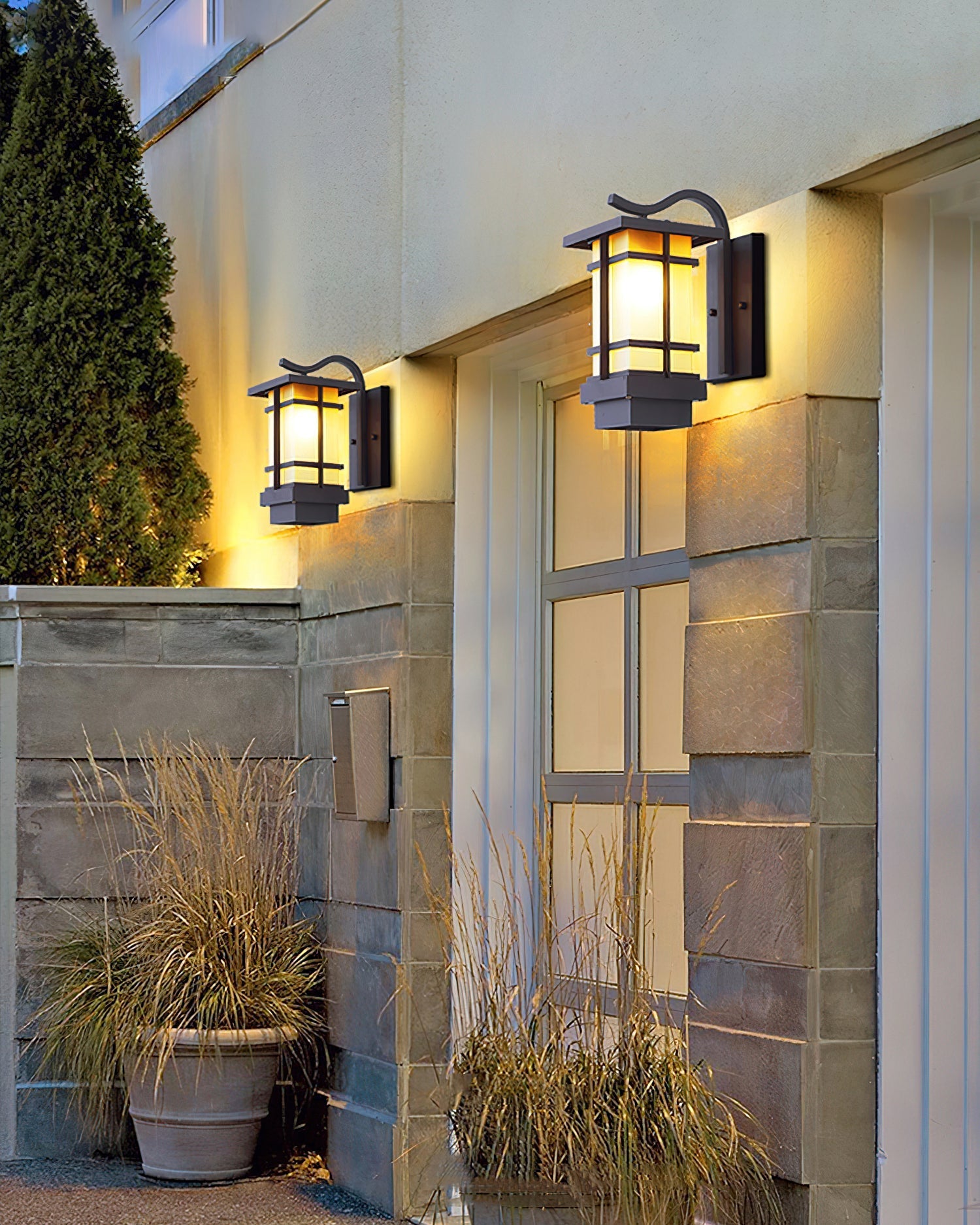 Madison Unique Glass Lantern Outdoor Wall Lamp-Neutral Decor