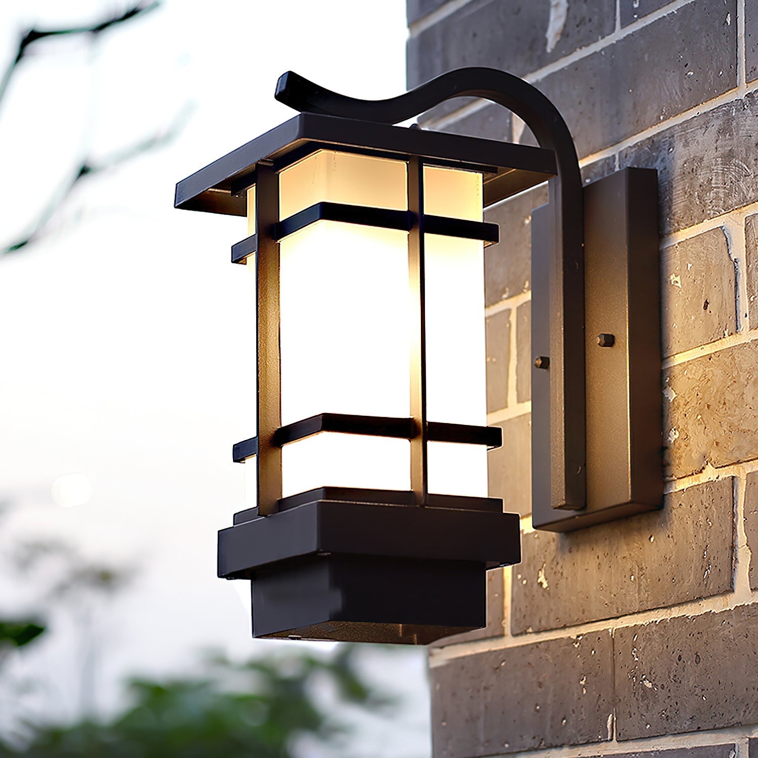 Madison Unique Glass Lantern Outdoor Wall Lamp-Neutral Decor