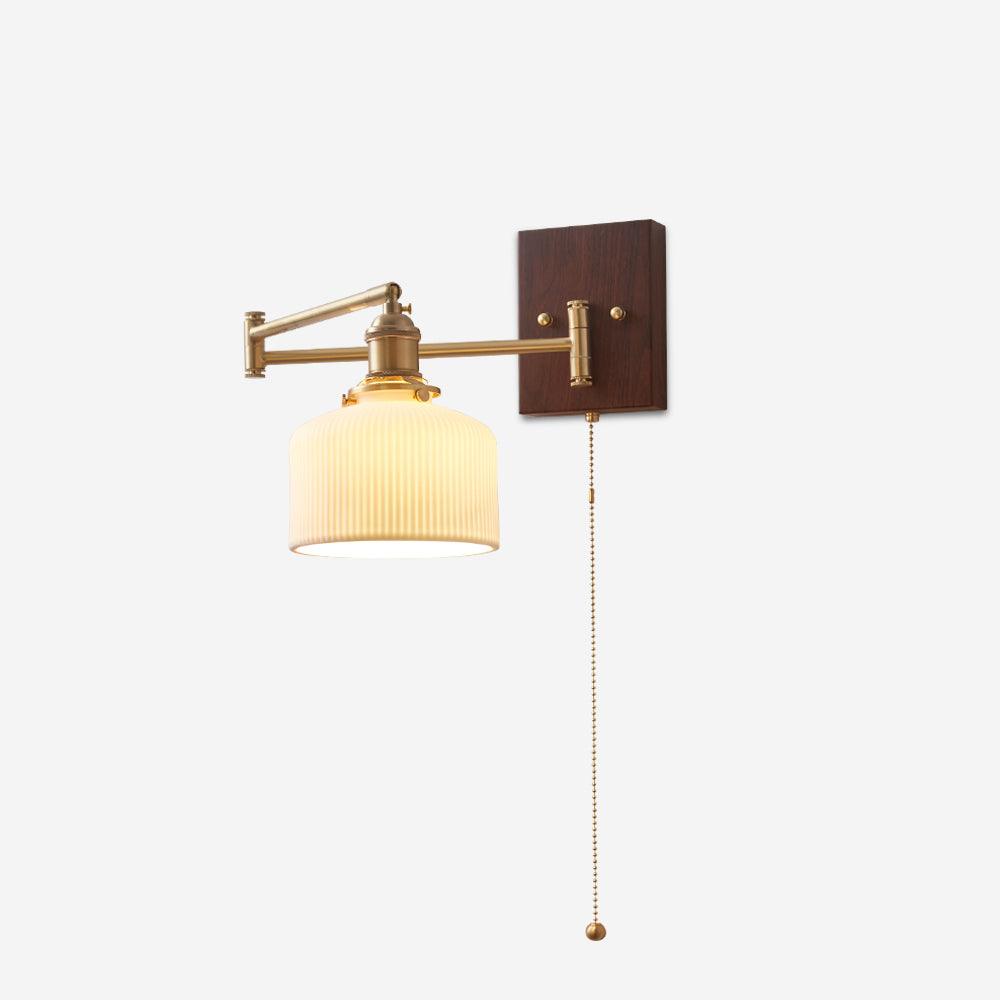 Artistic Walnut Brass Wall Sconce Adjustable Arm Vintage