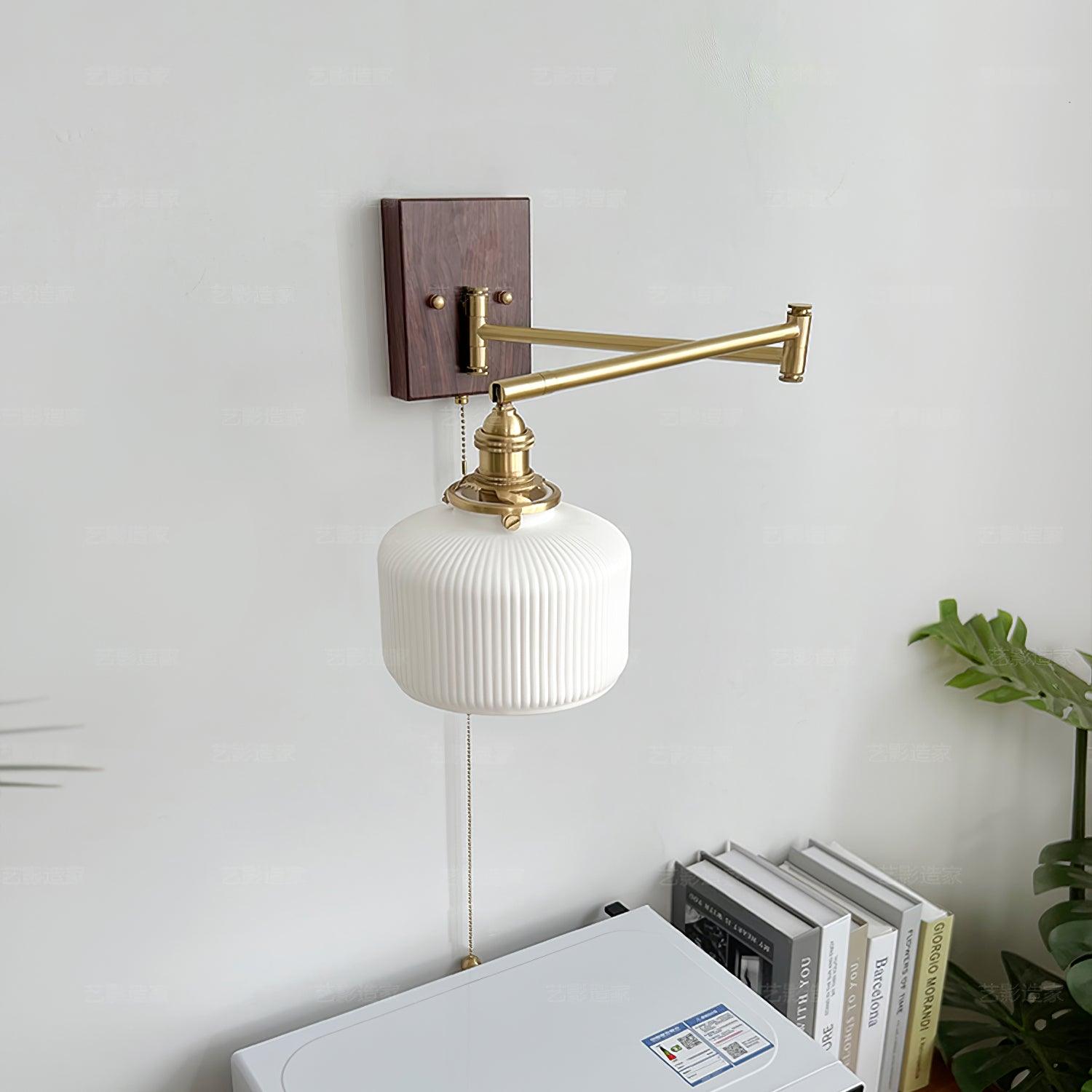 Jovi Wall Lamp Walnut Brass Adjustable Arm Vintage-Neutral Decor