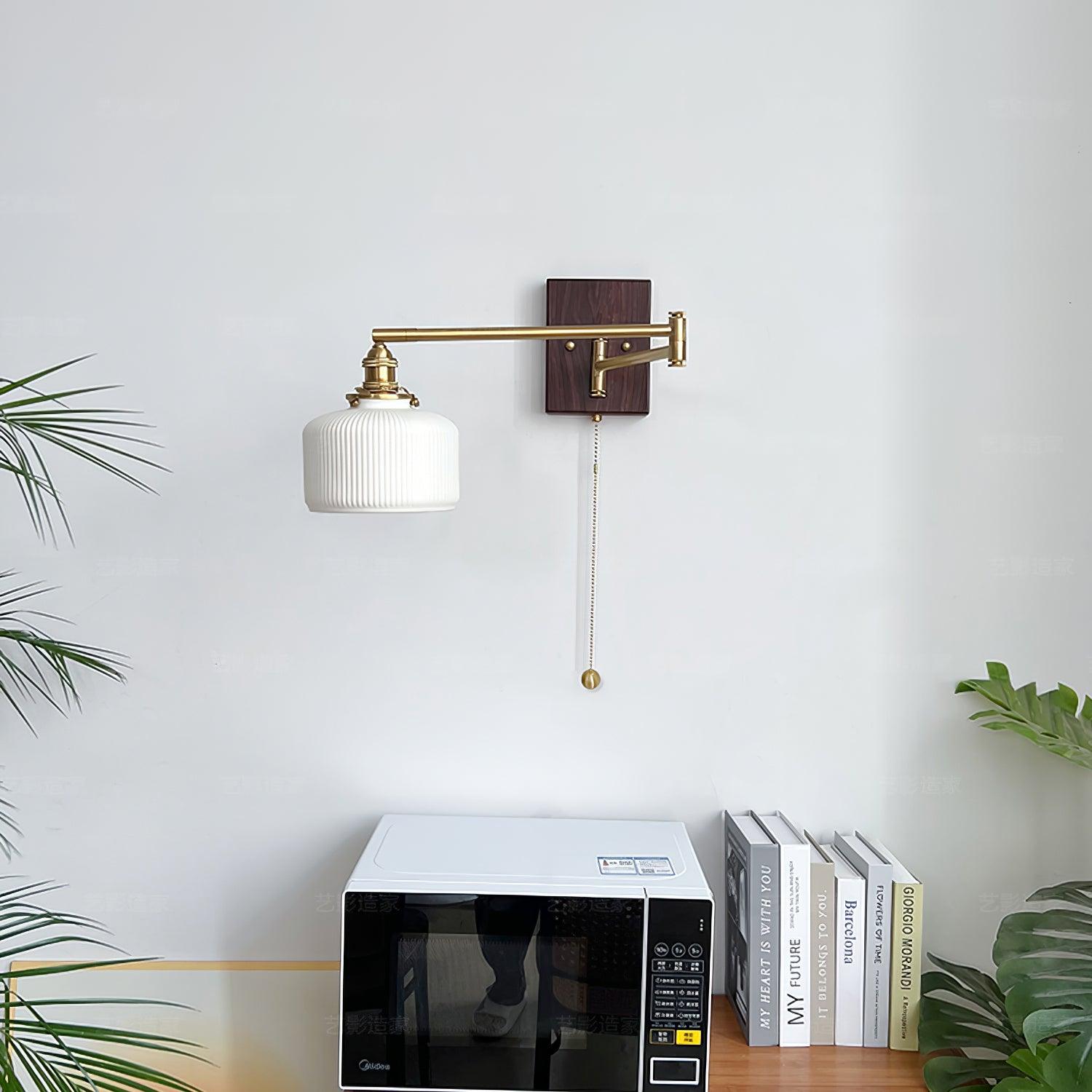 Jovi Wall Lamp Walnut Brass Adjustable Arm Vintage-Neutral Decor