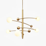 Lustra Chandelier Brass Vertical Beam Globe-Neutral Decor