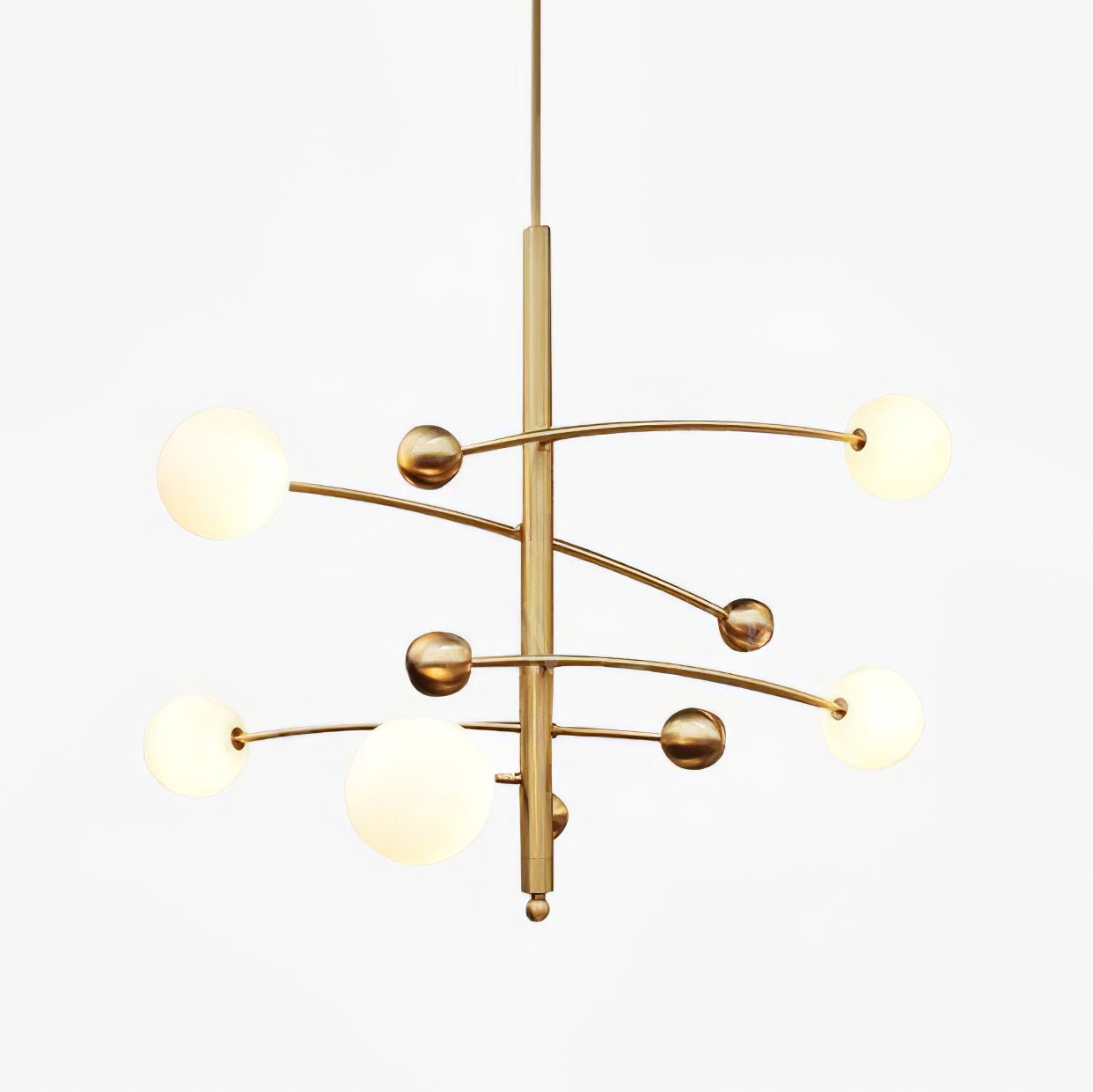 Lustra Chandelier Brass Vertical Beam Globe-Neutral Decor