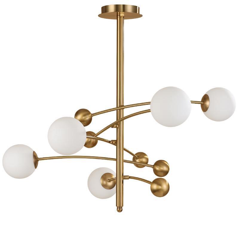 Lustra Chandelier Brass Vertical Beam Globe-Neutral Decor