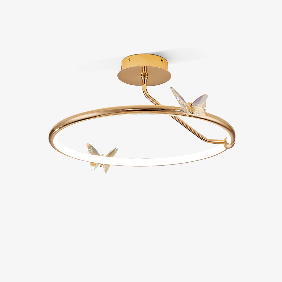 Solara Ceiling Lamp Magic Butterfly Crystal Accents LED Ring-Neutral Decor