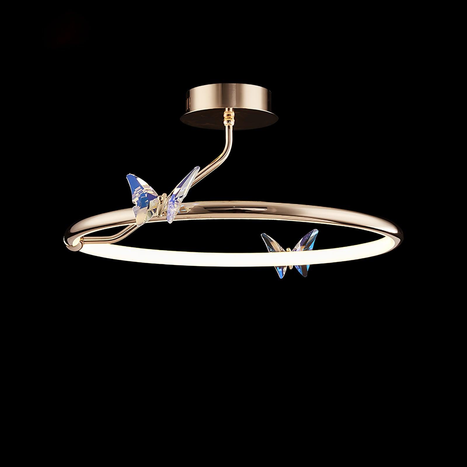 Solara Ceiling Lamp Magic Butterfly Crystal Accents LED Ring-Neutral Decor