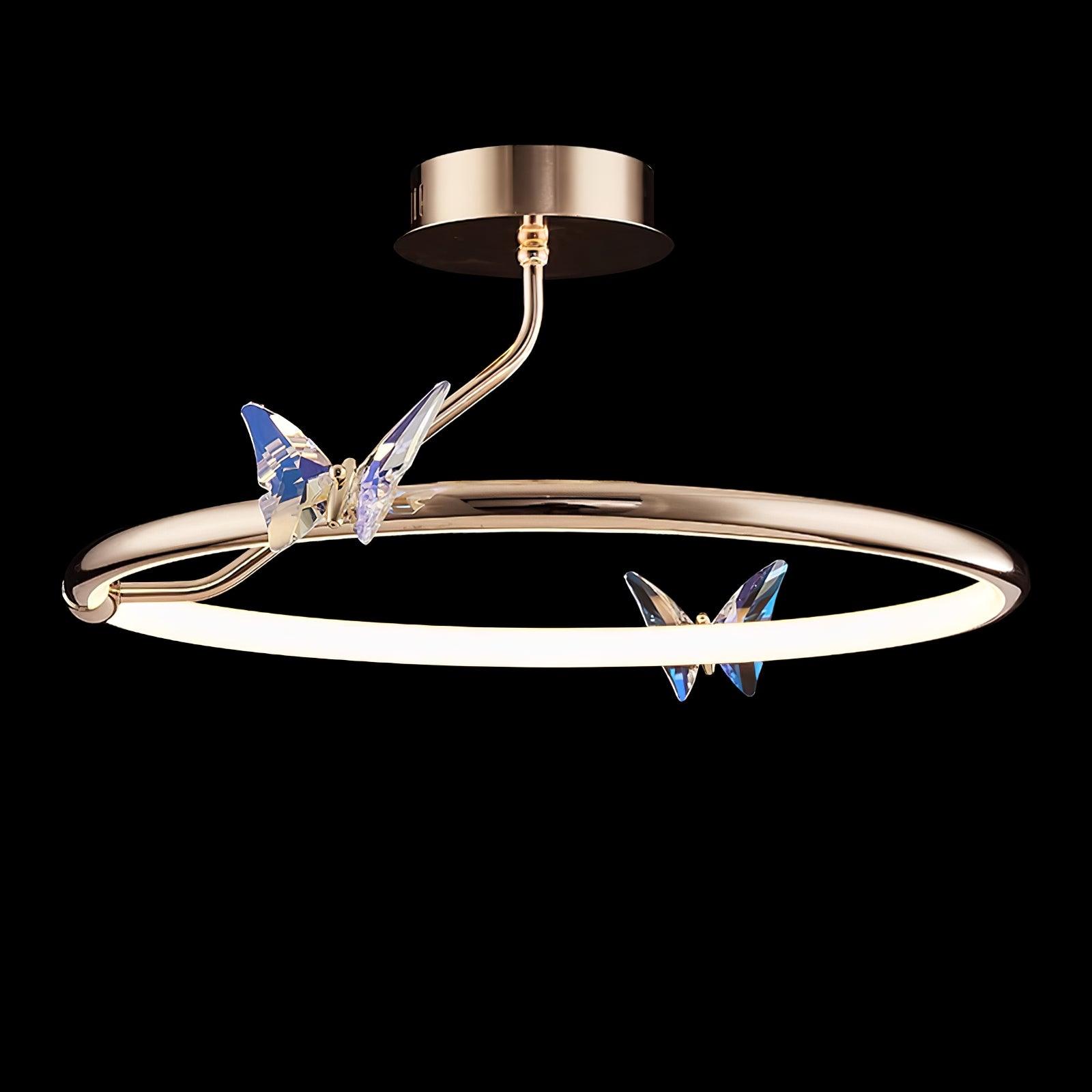 Solara Ceiling Lamp Magic Butterfly Crystal Accents LED Ring-Neutral Decor