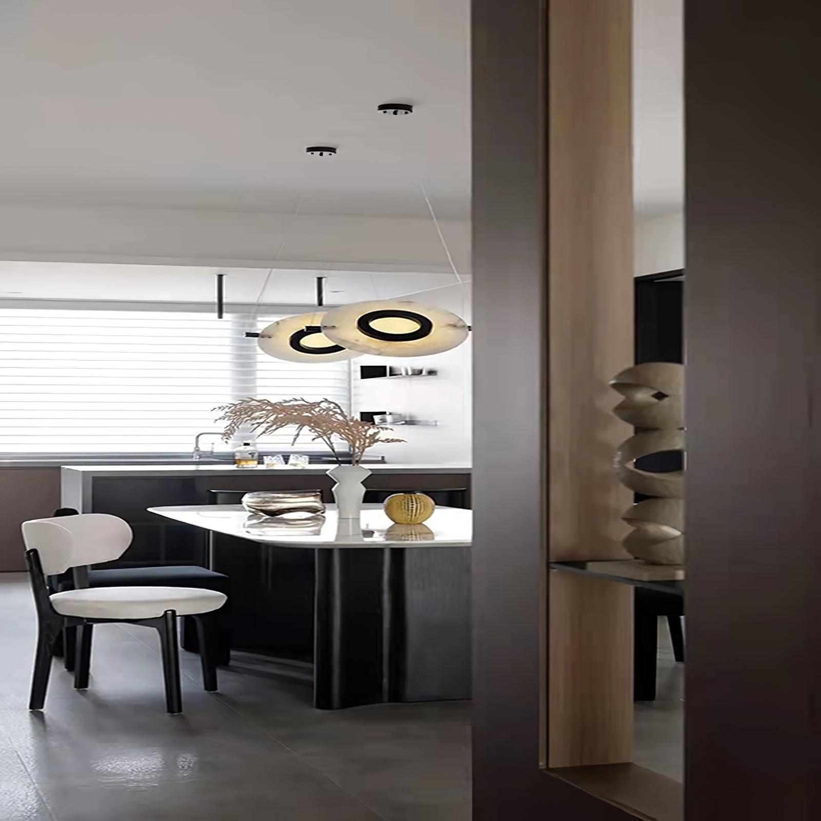 Imirila Disc Shaped Glass Pendant Light-Neutral Decor