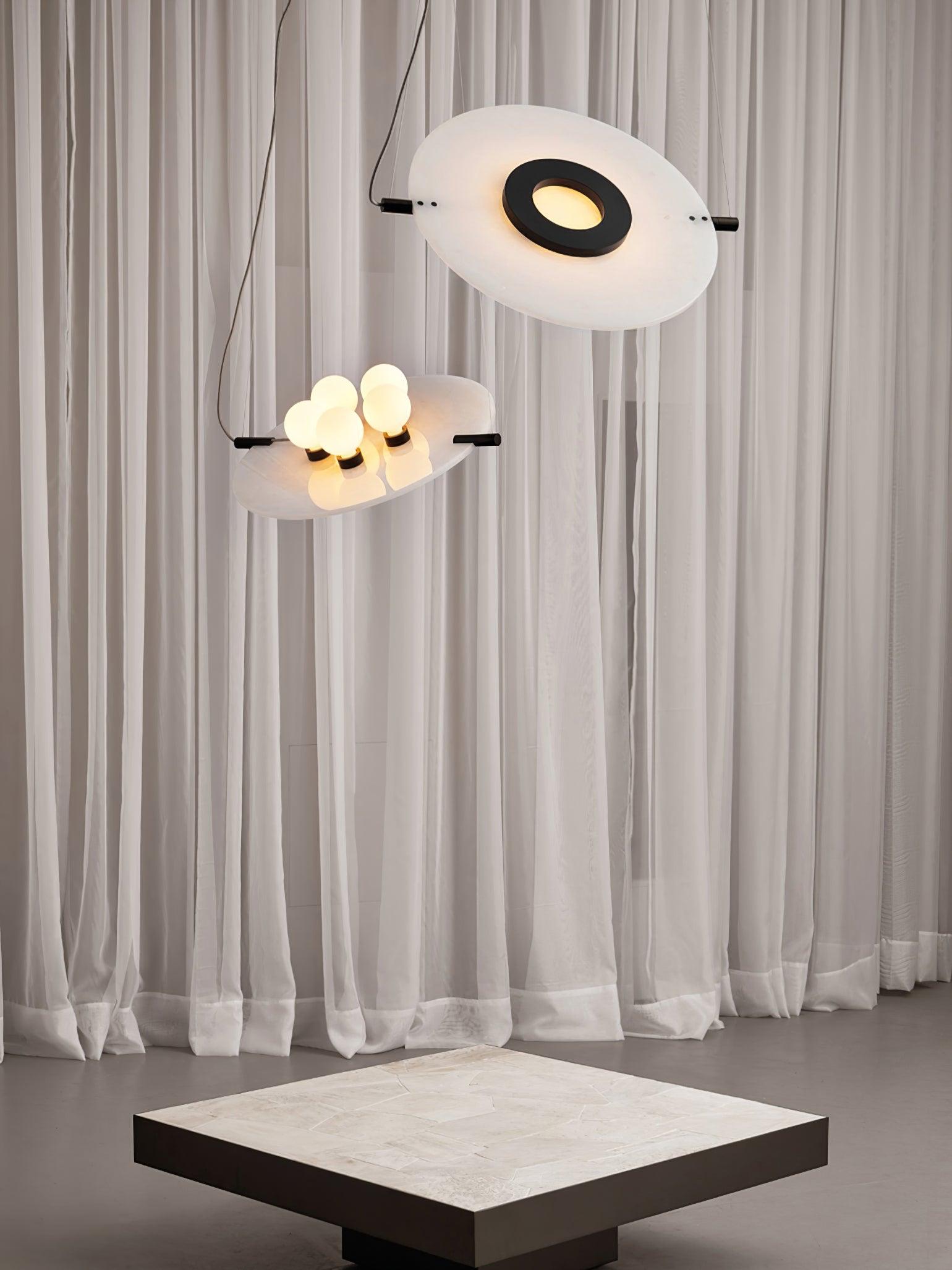 Imirila Disc Shaped Glass Pendant Light-Neutral Decor