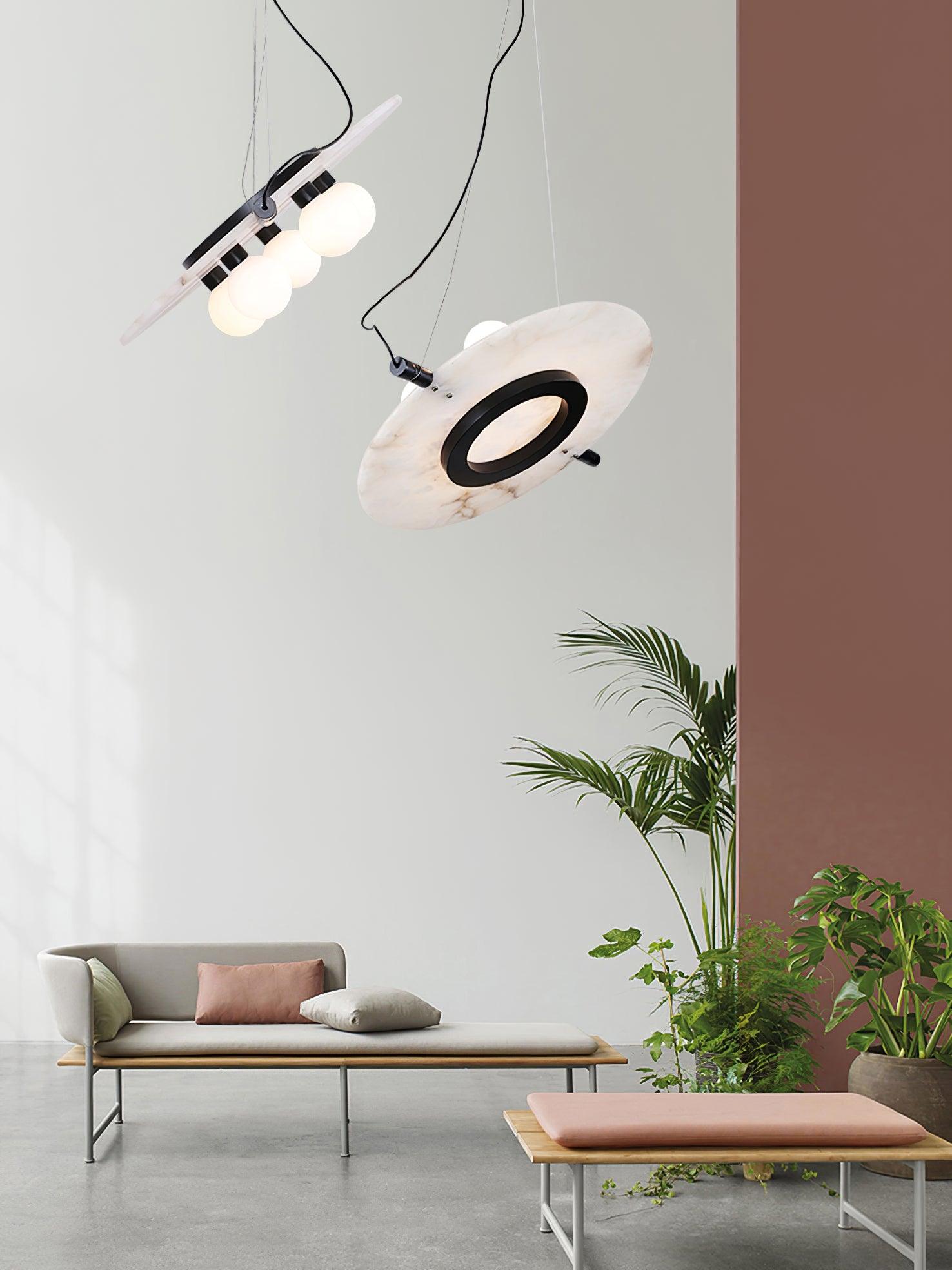 Imirila Disc Shaped Glass Pendant Light-Neutral Decor