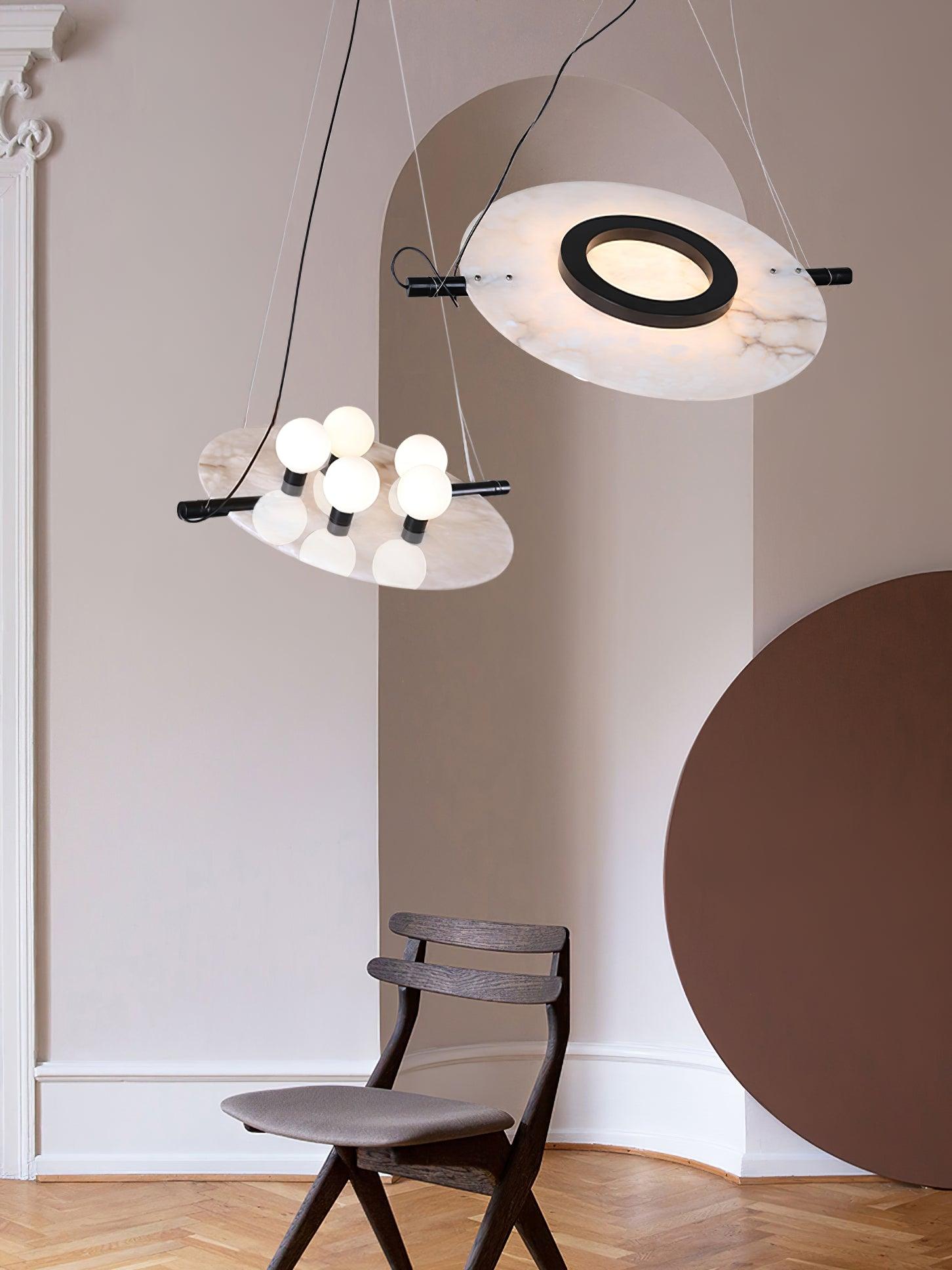 Imirila Disc Shaped Glass Pendant Light-Neutral Decor