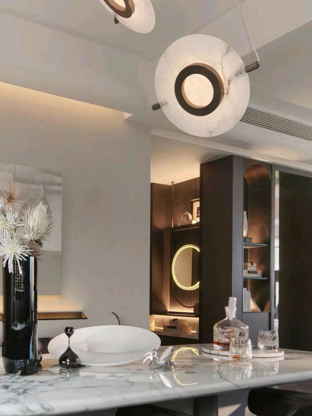 Imirila Disc Shaped Glass Pendant Light-Neutral Decor